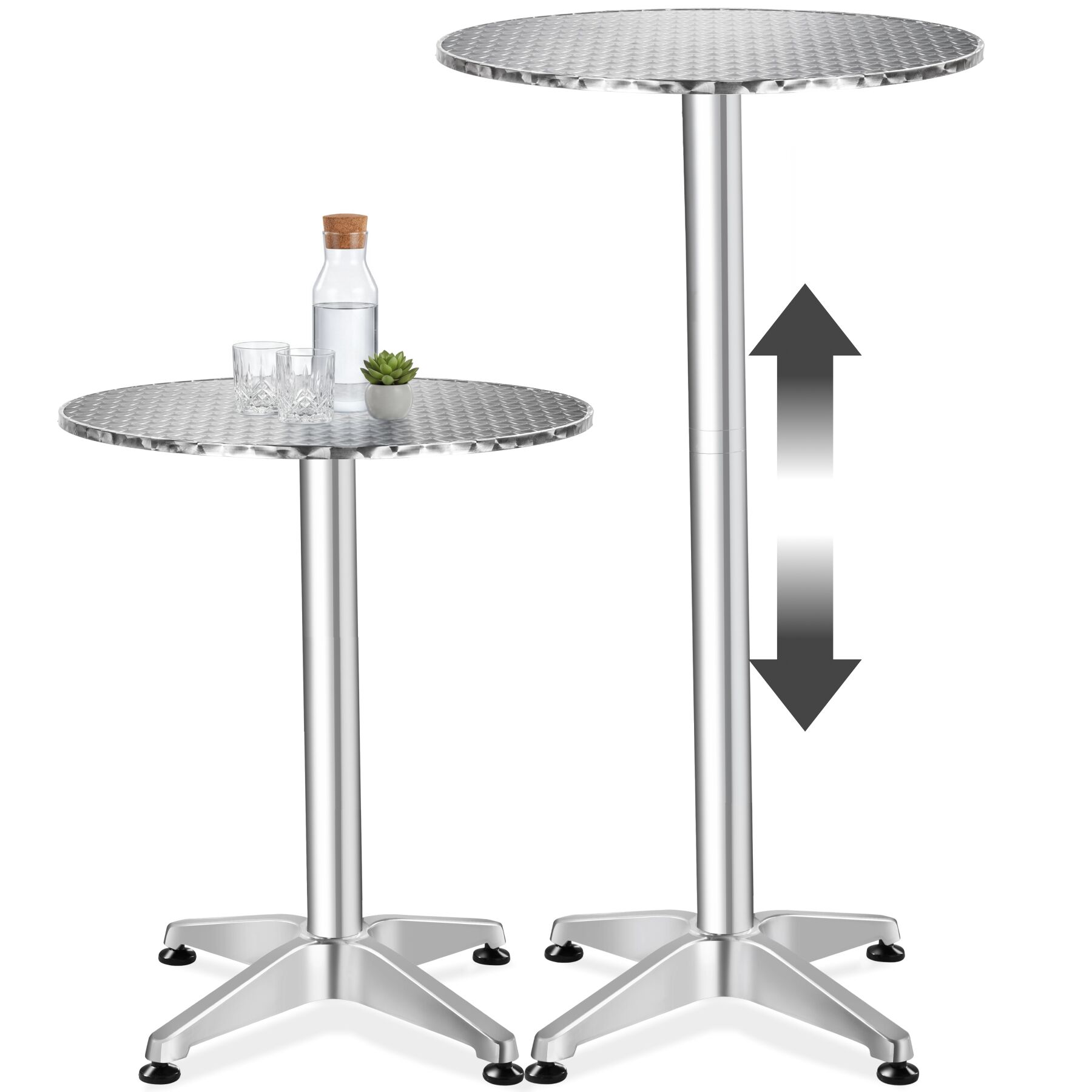 tectake&reg; Aluminium-Bistrotisch, wetterfest, Zementsockel, Belastbarkeit 60 kg, h&ouml;henverstellbare Kunststofff&uuml;&szlig;e 