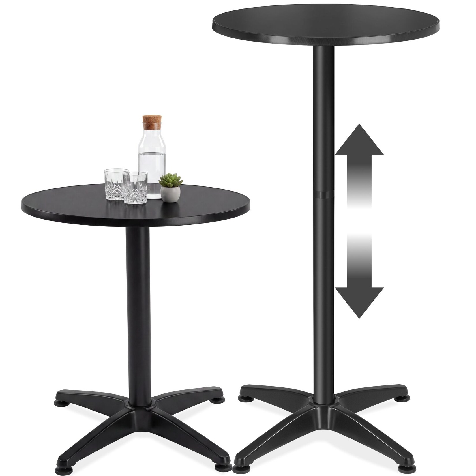 tectake® Aluminium-Bistrotisch, wetterfest, Zementsockel, Belastbarkeit 60 kg, höhenverstellbare Kunststofffüße