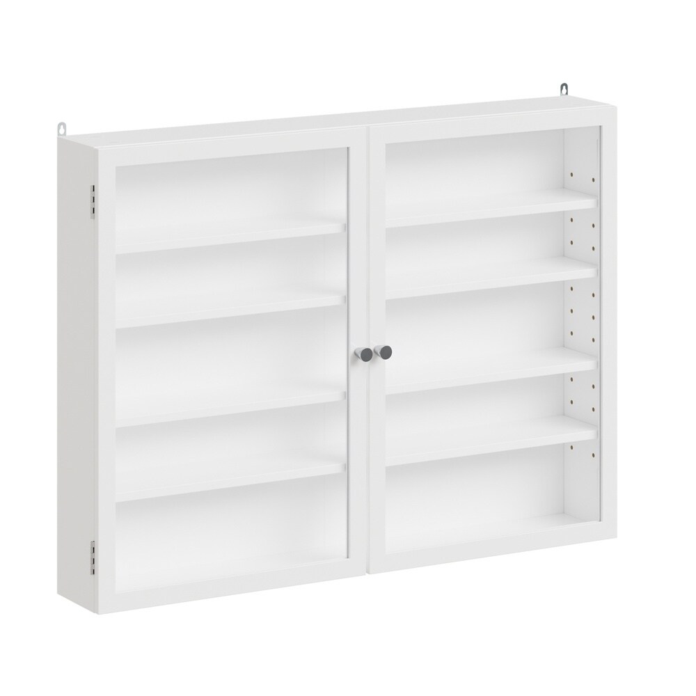 SoBuy Wandschrank, Vitrinenschrank, Modellschrank mit 2 Türen Weiß 80x12,2x60cm Modern