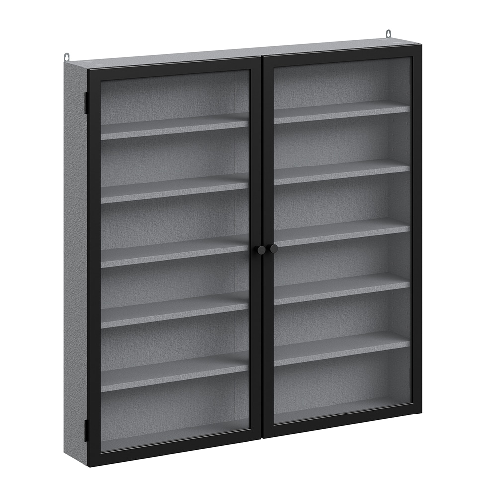 SoBuy Wandschrank, Vitrinenschrank, Displayregal mit 2 T&uuml;ren Grau 80x12,2x80cm Modern 