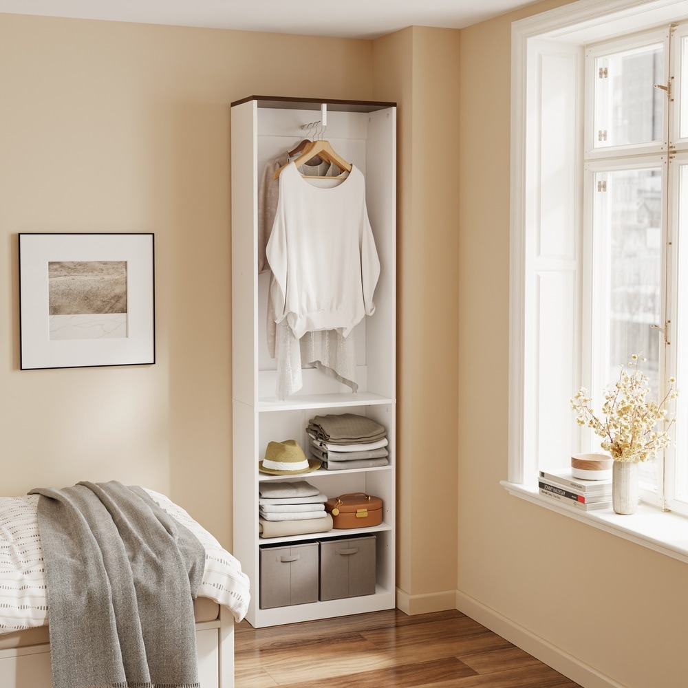 SoBuy Kleiderschrank, Aufbewahrungsschrank, Offenes Regal mit 3 Fächern Weiß 55x25x187cm Modern bei Marktkauf online bestellen