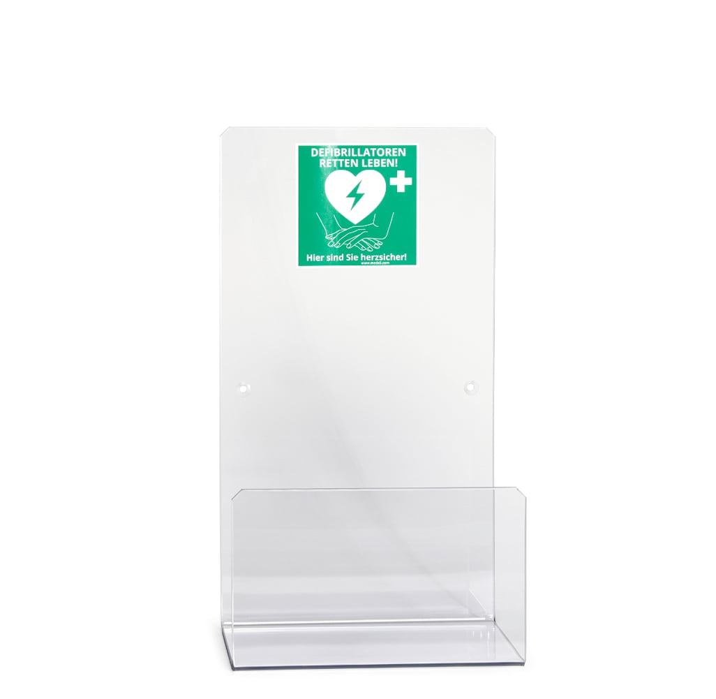 Universelle AED-Wandhalterung Gr&ouml;&szlig;e L aus Acrylglas f&uuml;r innen 