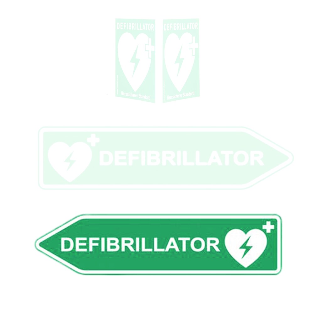 AED-Standortschild linksweisend, innen & außen