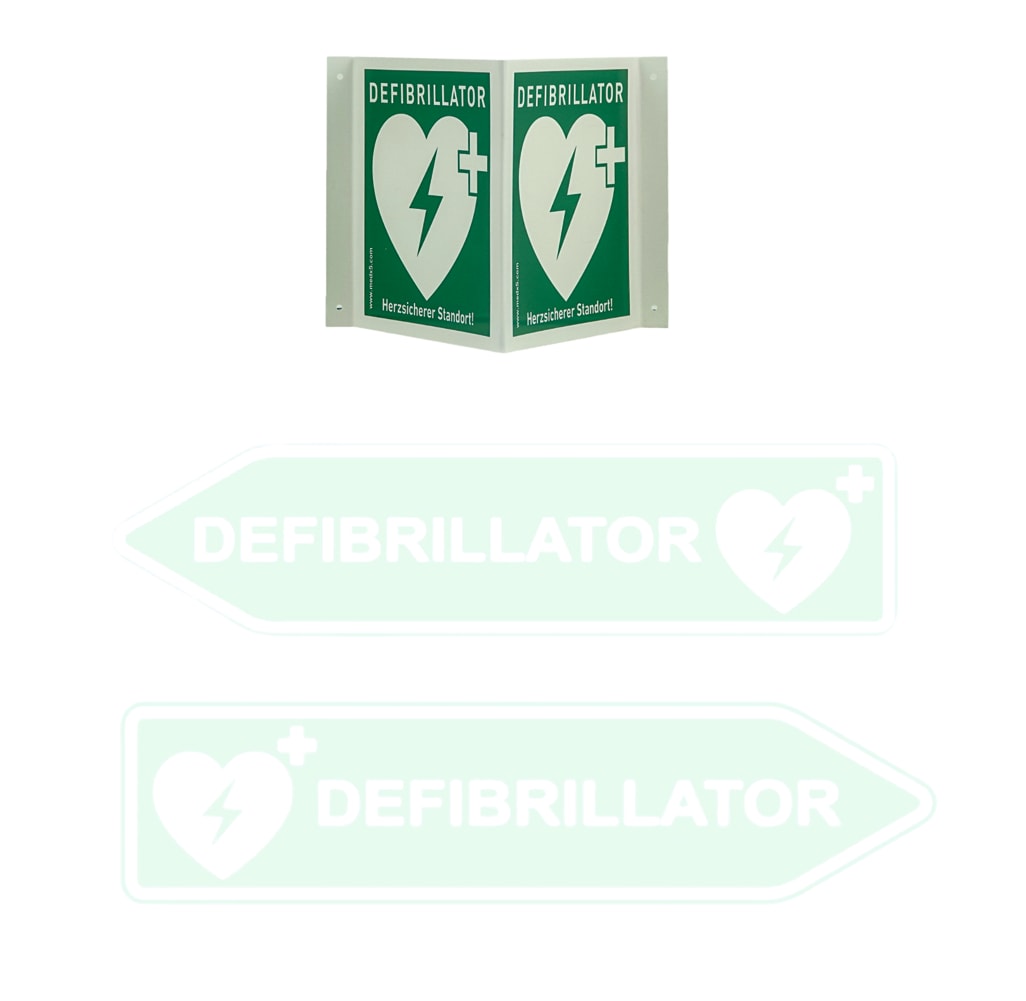 AED-Winkelschild reflektierend, innen & au&szlig;en 