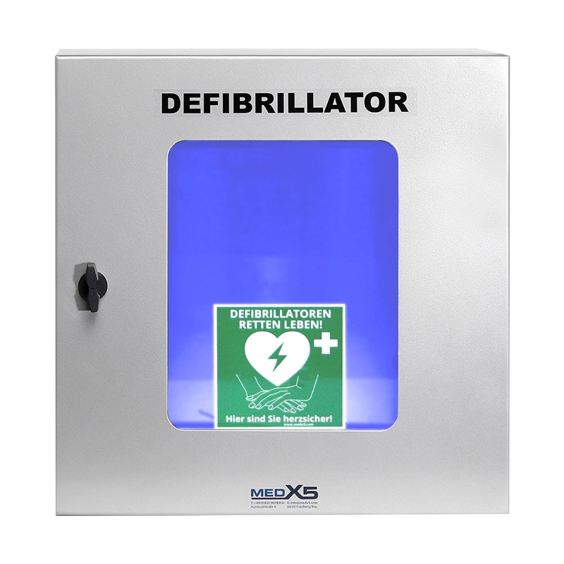 Universal Defibrillator AED Au&szlig;enwandkasten, klimatisiert, mit Alarmen, Gr. S, grau 