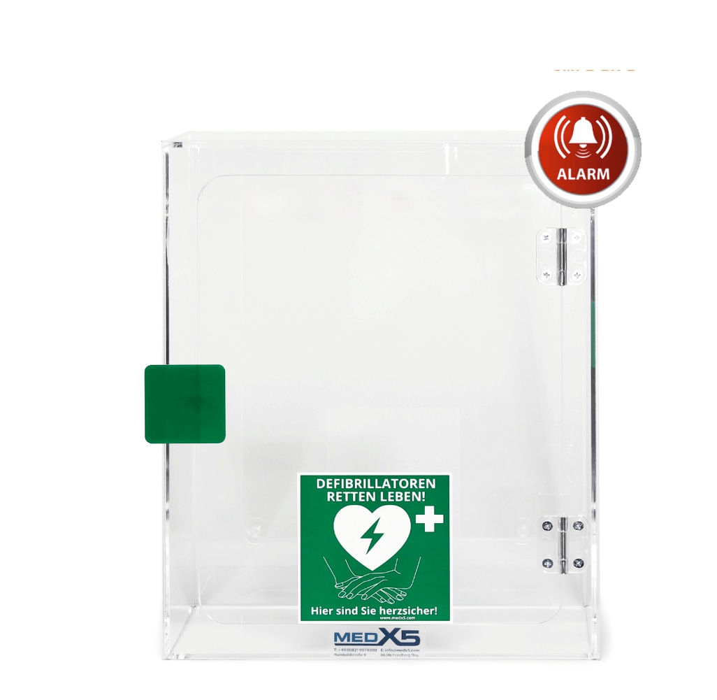 Universal Defibrillator (AED) Acrylglas-Wandkasten f&uuml;r Innen mit Alarm 