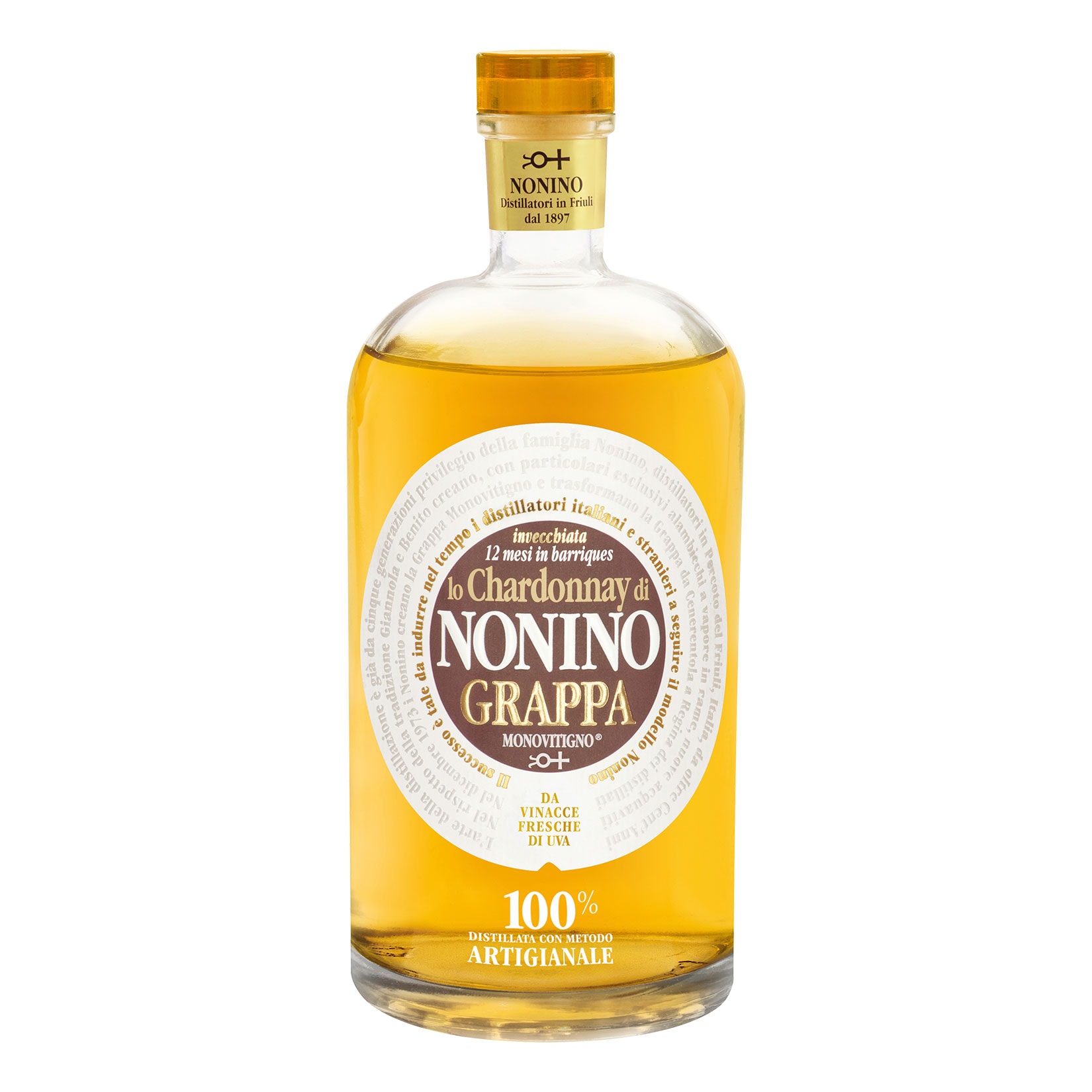 Nonino Grappa Lo Chardonnay Monovitigno im Barrique gereift 41,0 % vol 0,7 Liter 