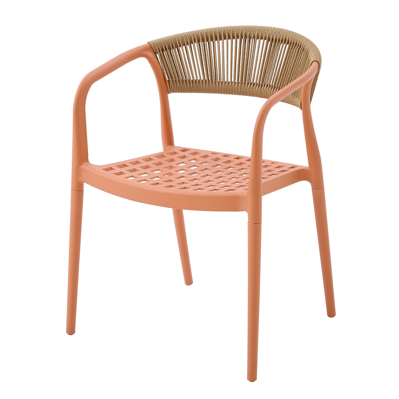 Casa Pura Gartenstuhl Solaro UV-beständiges PP & handgeflochtene Seil-Rückenlehne Orange