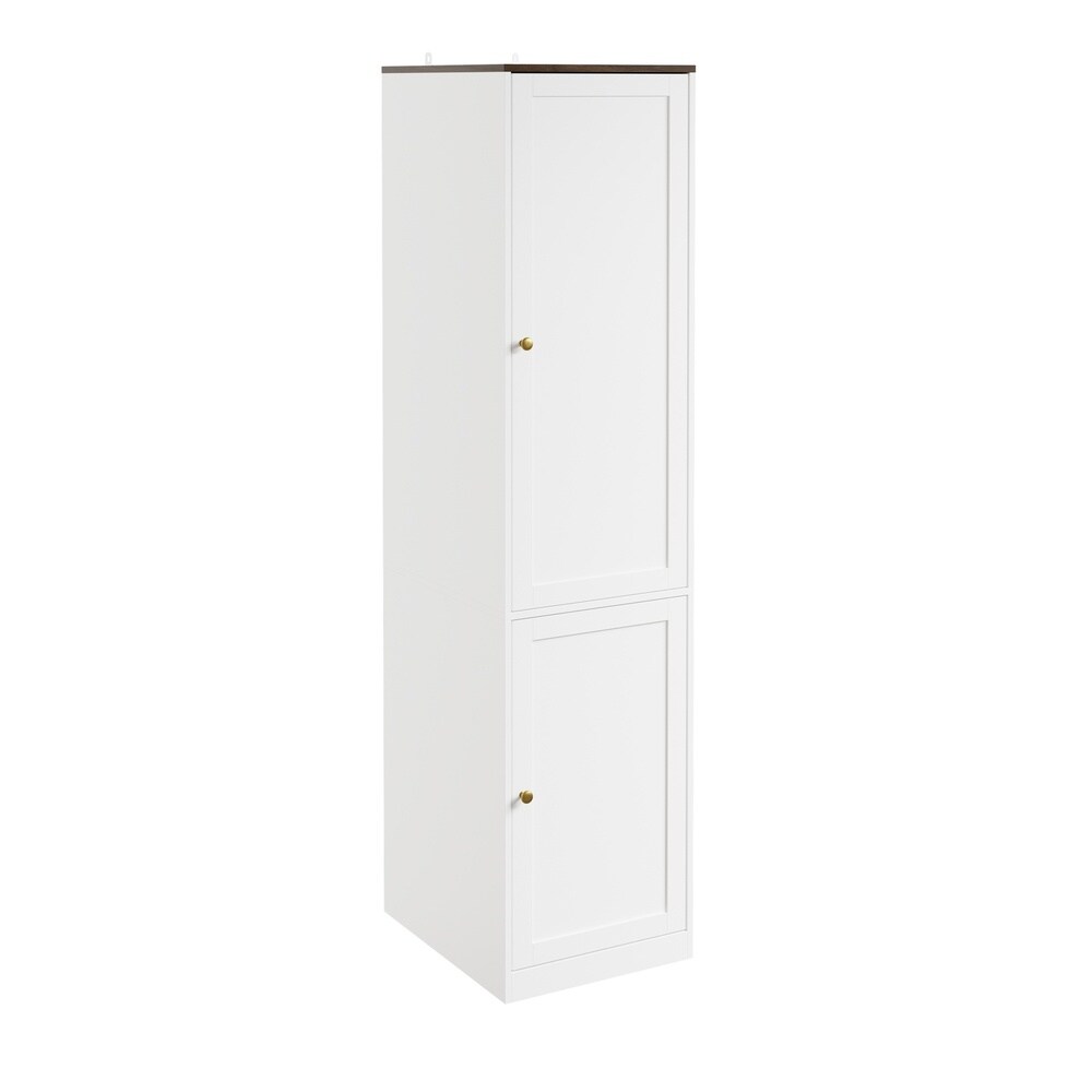 SoBuy Kleiderschrank mit 2 T&uuml;ren Wei&szlig; 45x55x187cm Modern 