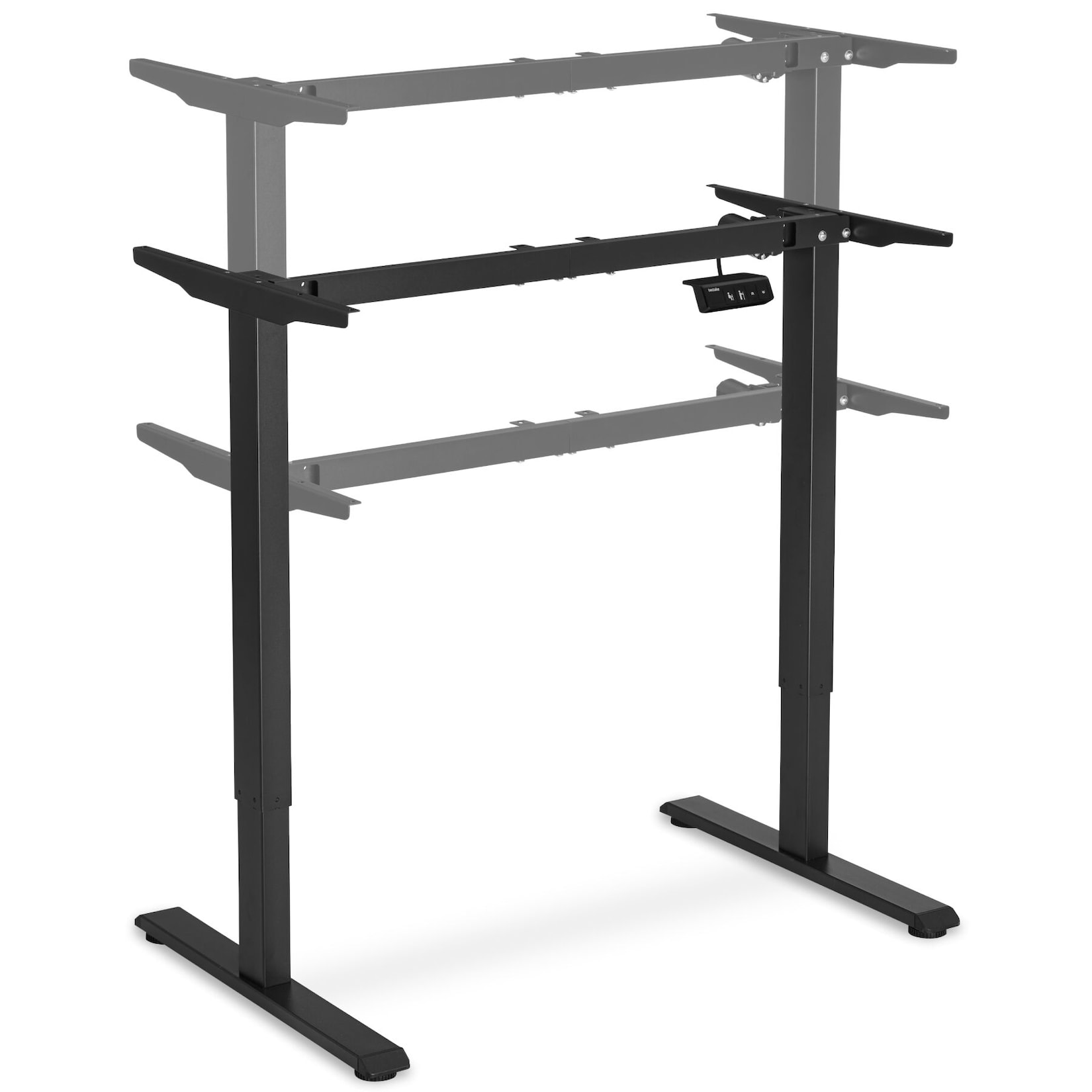 tectake® Höhenverstellbarer Schreibtisch, elektrisch, 2-stufig, breitenverstellbar, höhenverstellbar von 71 – 116 cm, für Tischplatten 100 x 50 bis 160 x 70 cm