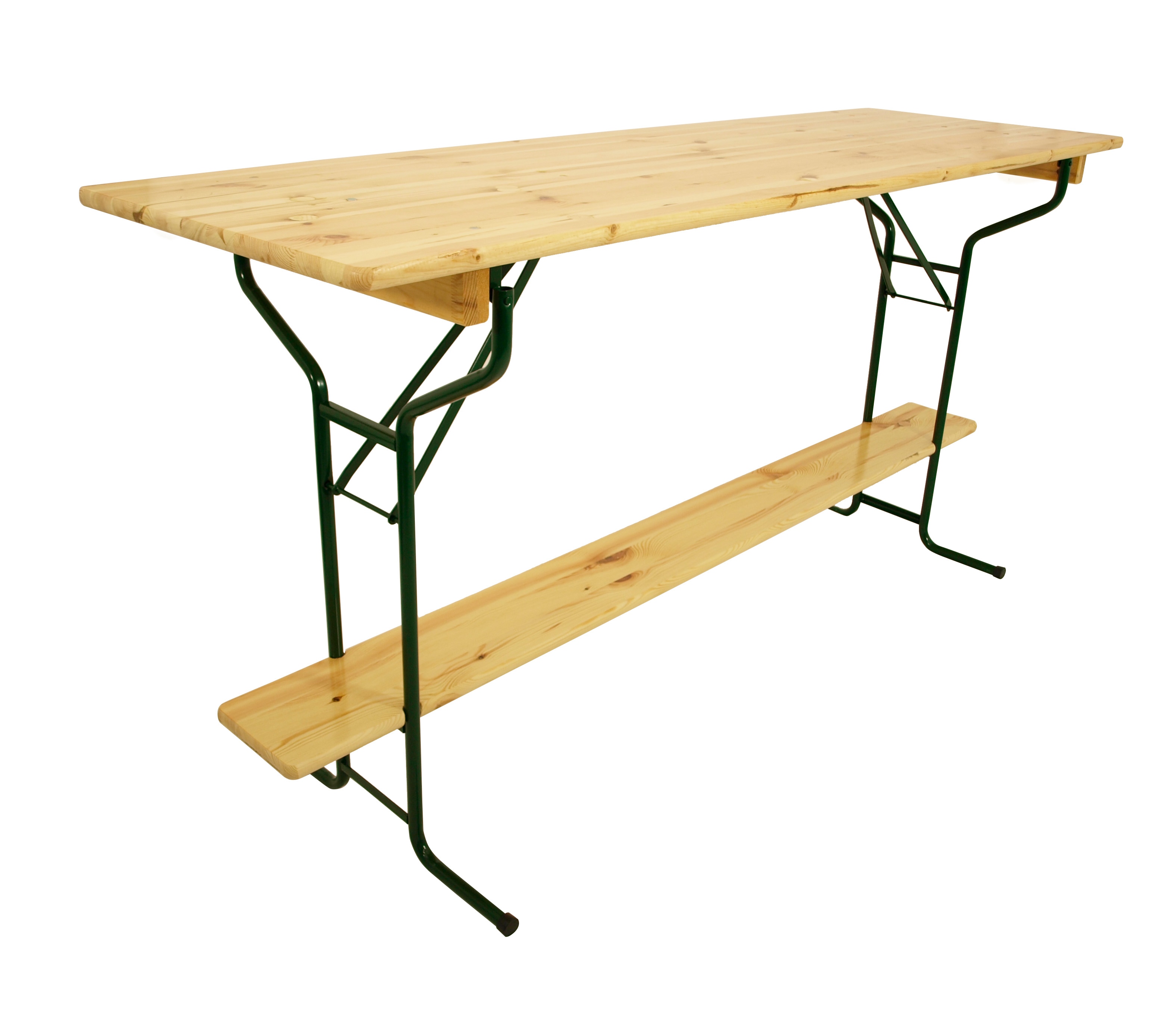 Stehtisch BAMBERG 220cm klappbar, Metall + Holz lackiert, mit Fuss-St&uuml;tze 