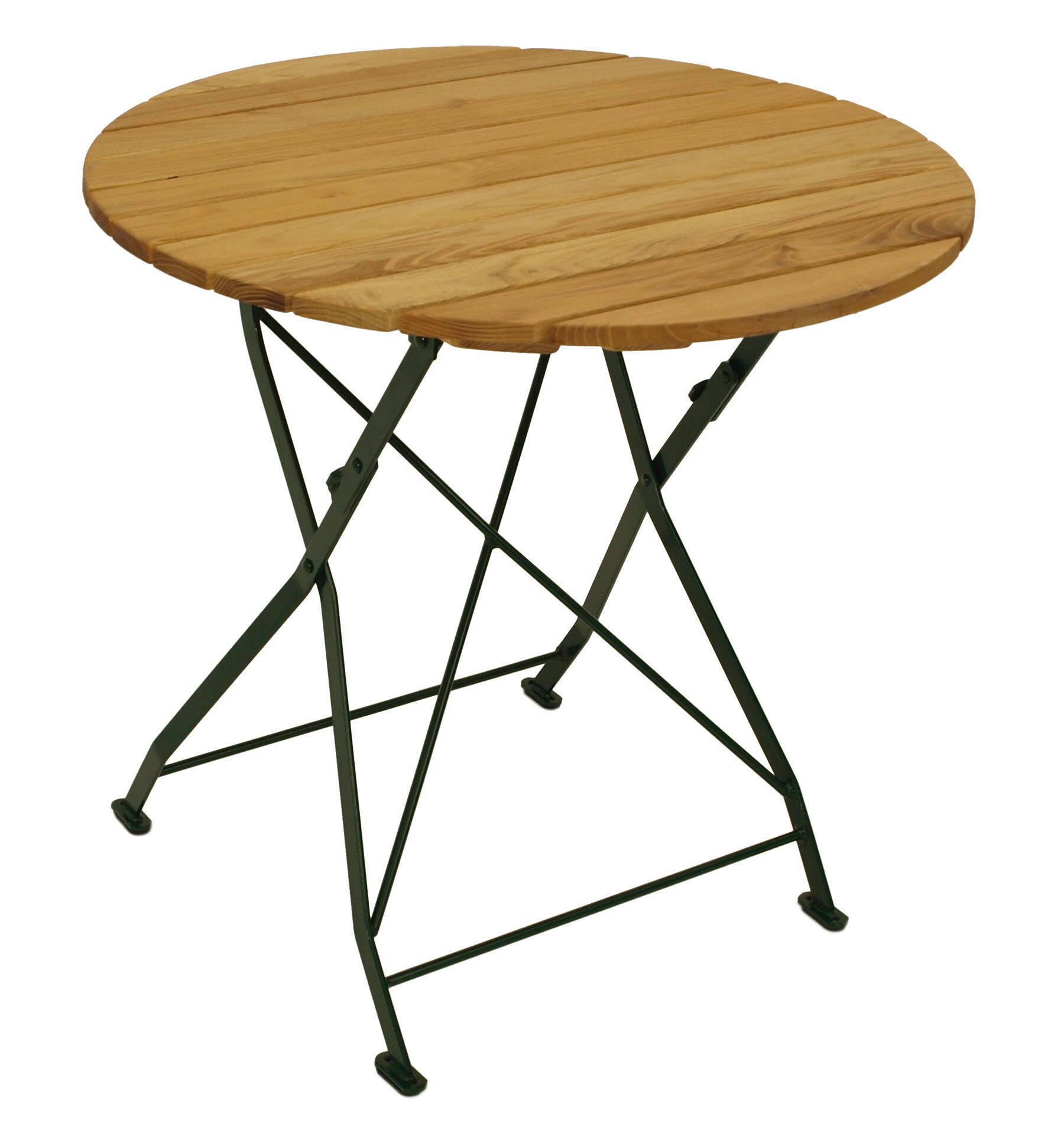 Klapptisch BAD T&Ouml;LZ 77cm rund, Flachstahl gr&uuml;n + Robinie 