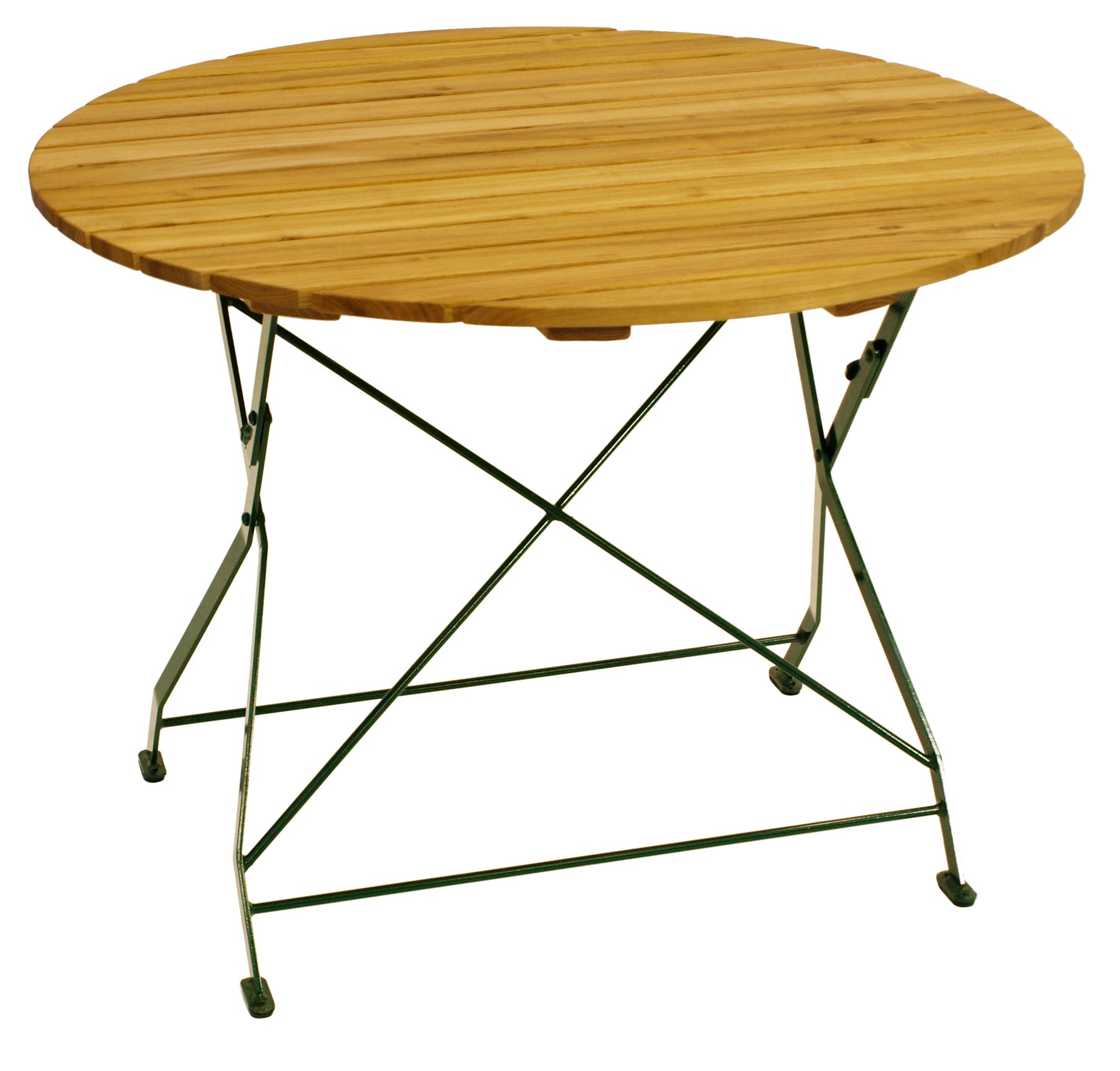 Klapptisch BAD T&Ouml;LZ 100cm rund, Flachstahl gr&uuml;n + Robinie 