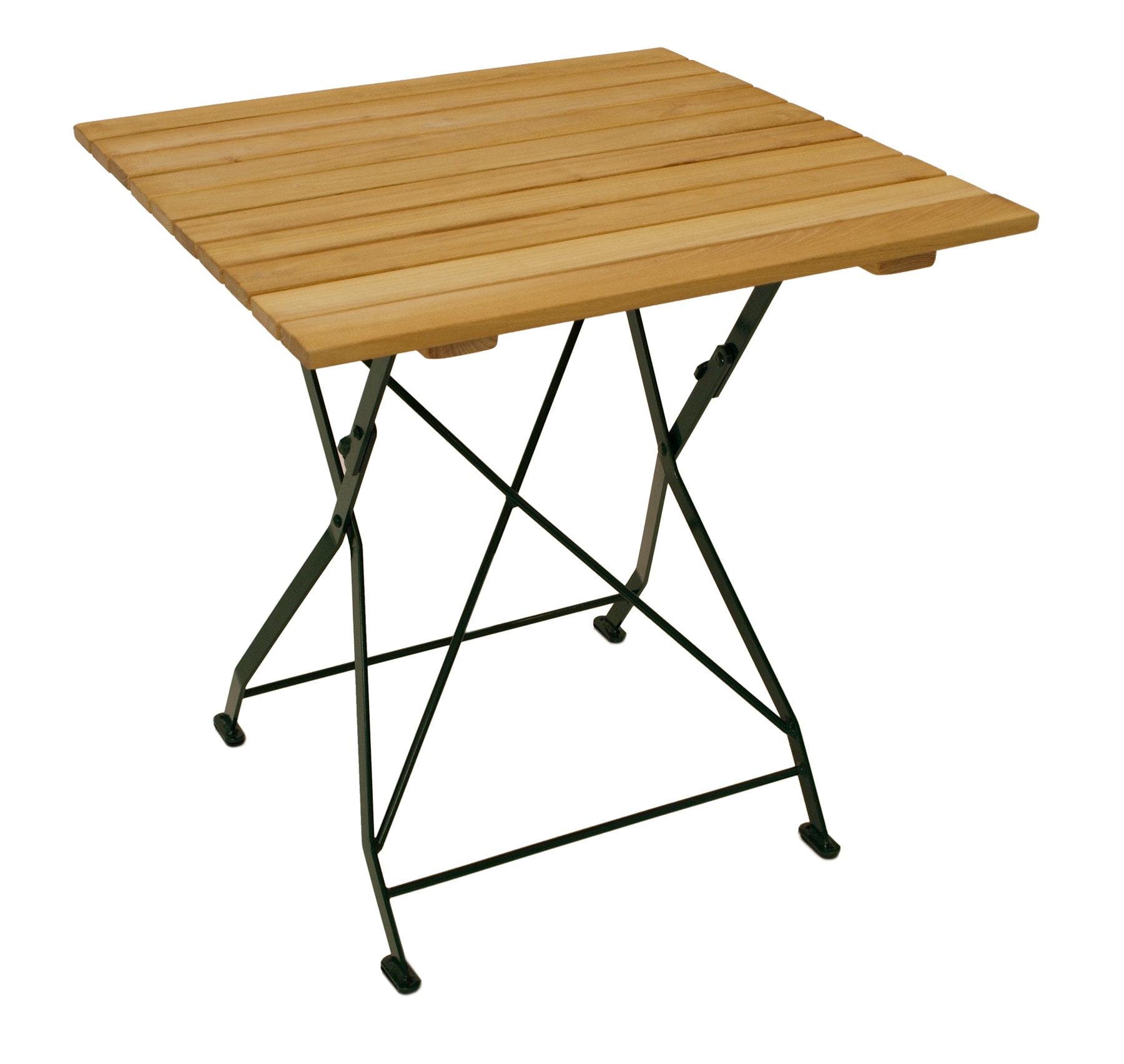 Klapptisch BAD T&Ouml;LZ 70x70cm, Flachstahl gr&uuml;n + Robinie 