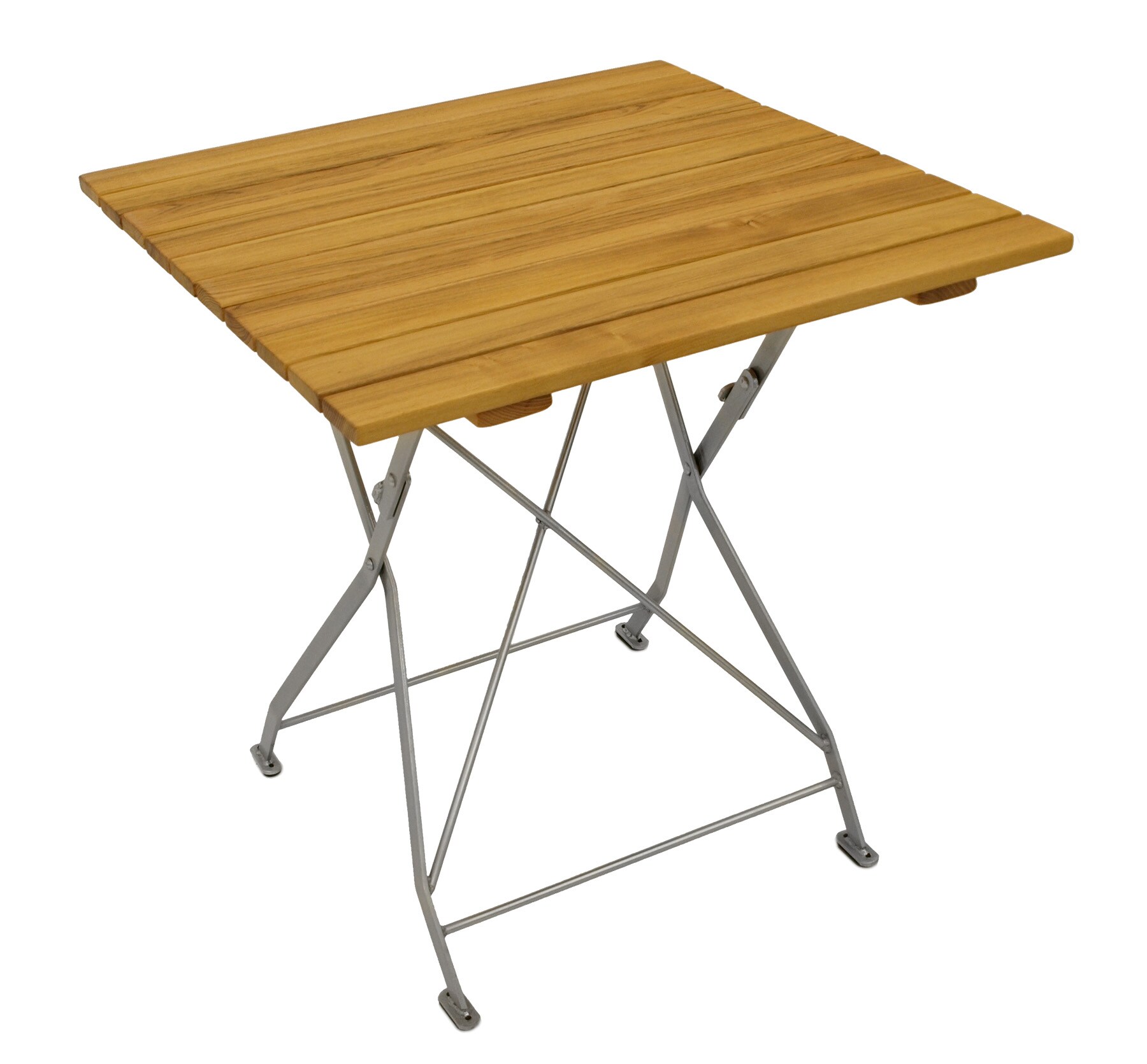 Klapptisch BAD T&Ouml;LZ 70x70cm, Flachstahl verzinkt + Robinie 