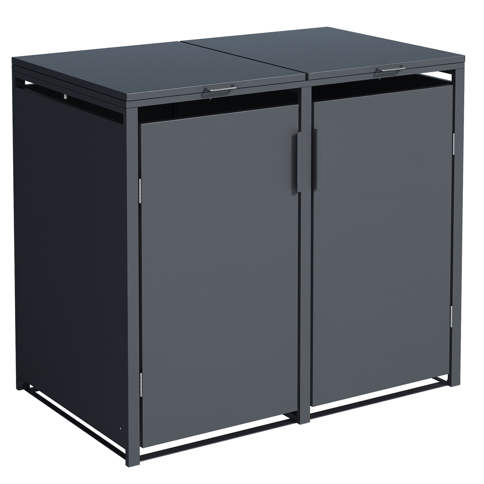 Mülltonnenbox MÜNCHEN 132x80x116cm für 2x Tonnen 120 und 240 Liter, Stahl anthrazit