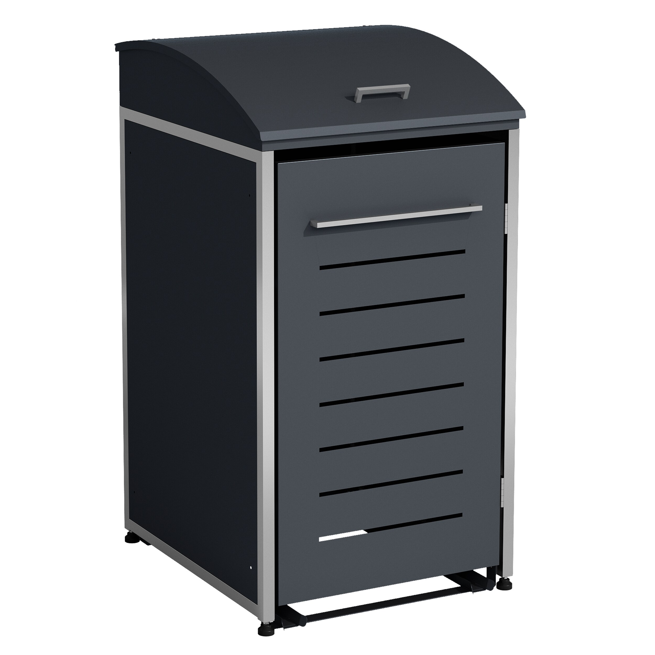 M&uuml;lltonnenbox KIEL 72x83x136cm f&uuml;r Tonnen 120 und 240 Liter, Stahl anthrazit + Edelstahl 