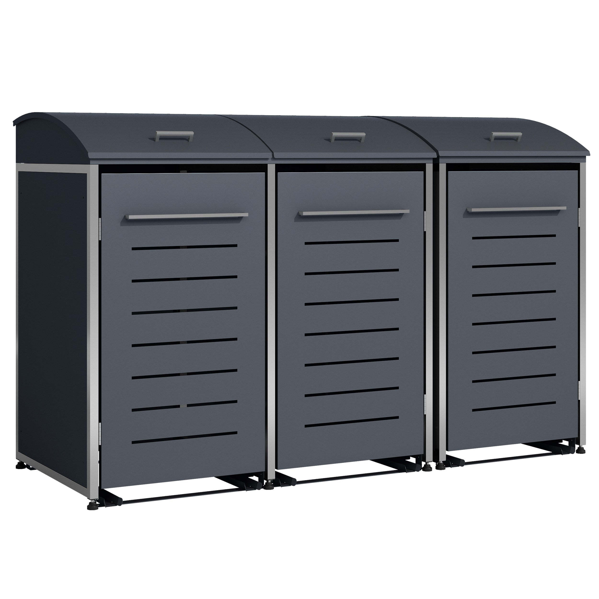 M&uuml;lltonnenbox KIEL 211x83x136cm f&uuml;r 3x Tonne 120 und 240 Liter, Stahl anthrazit + Edelstahl 
