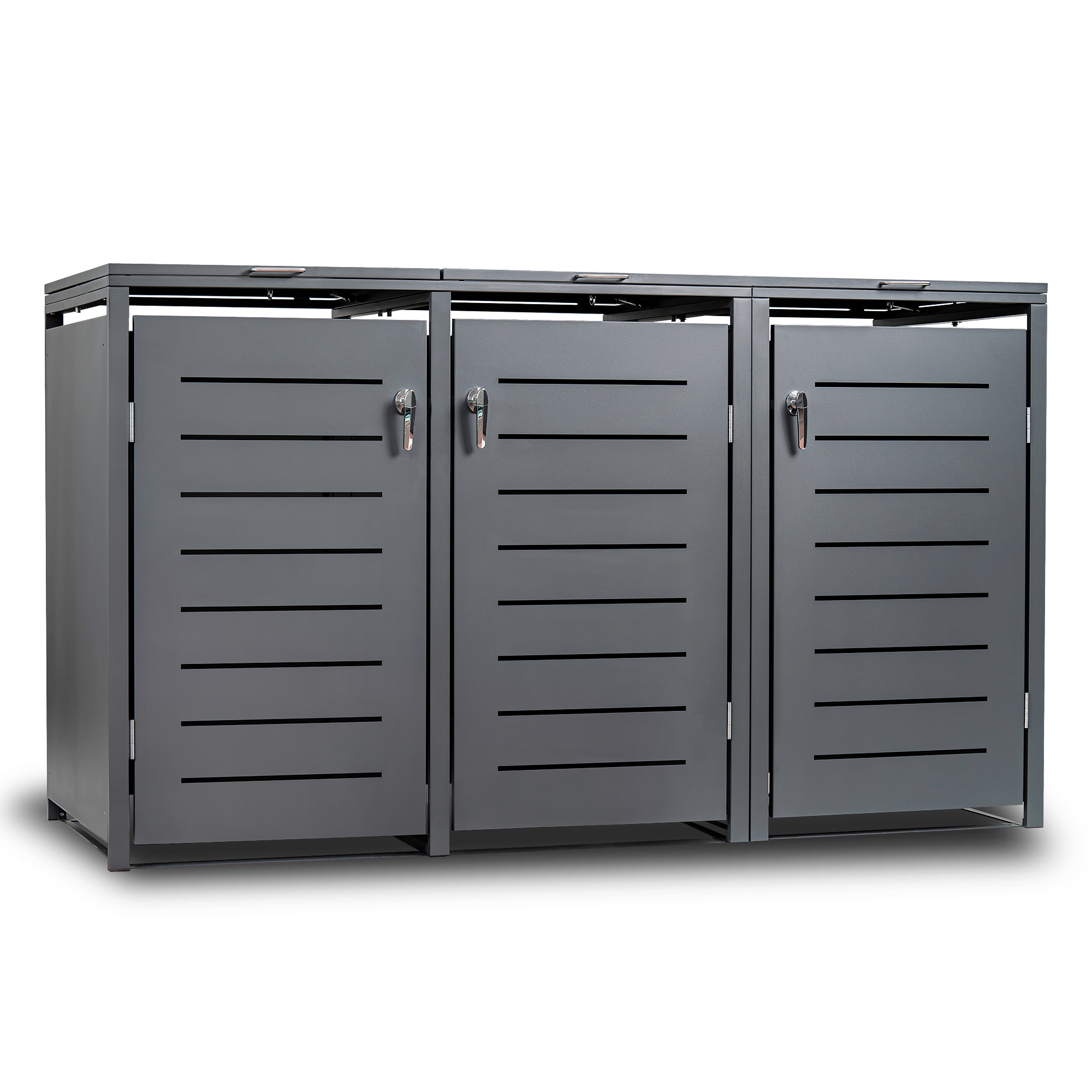 M&uuml;lltonnenbox K&Ouml;LN 175x62x102cm f&uuml;r 3x Tonnen 120 Liter, Stahl anthrazit 