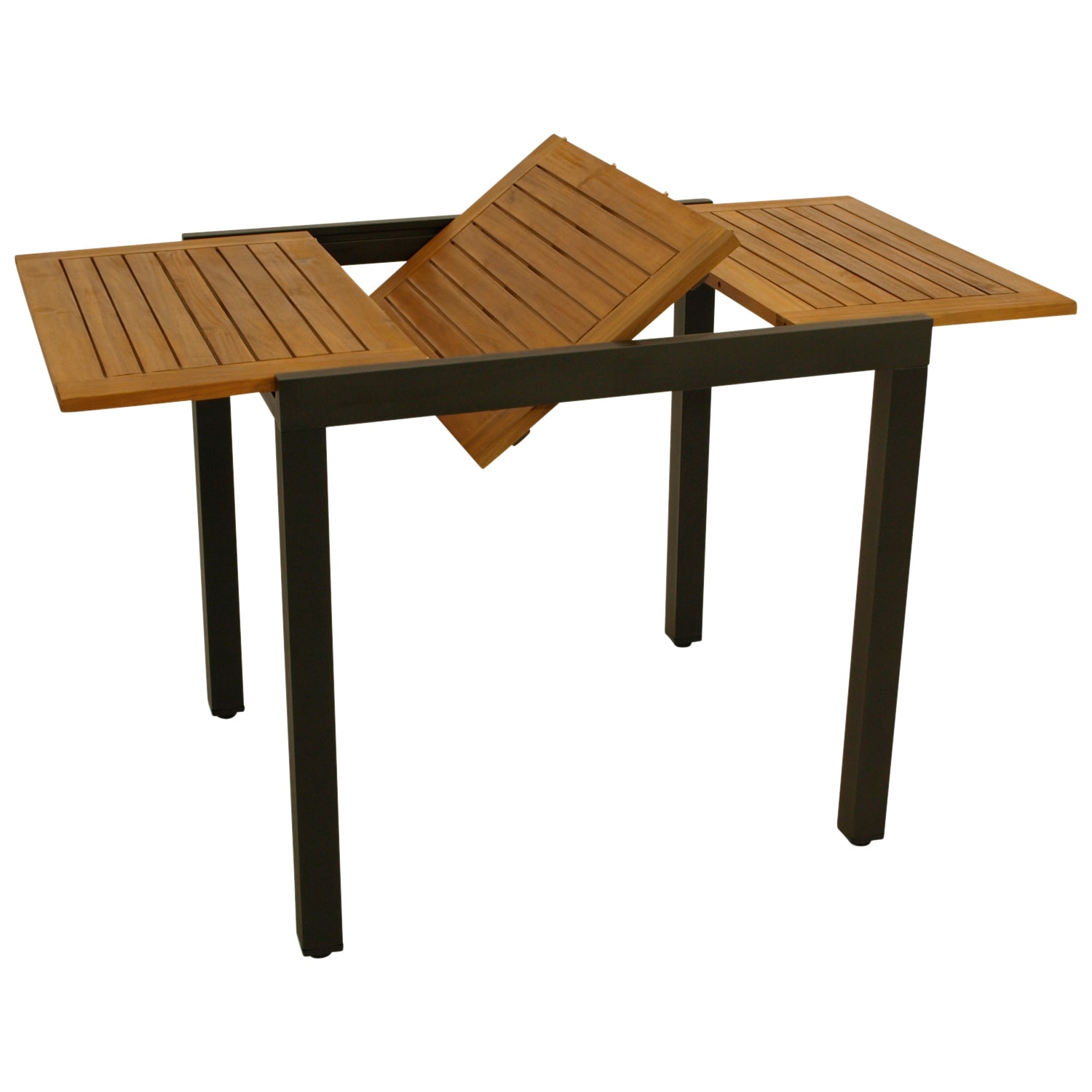 Balkon-Ausziehtisch VICENZA 80/120x70cm, Aluminium anthrazit + Akazie ge&ouml;lt 
