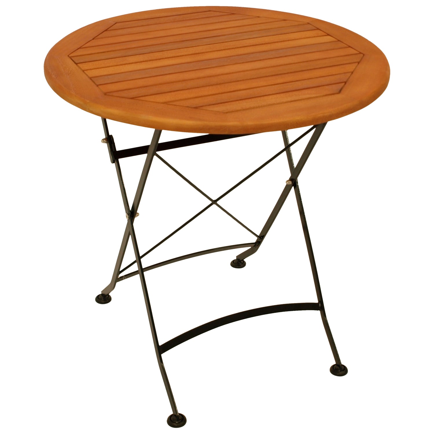 Klapptisch HOFGARTEN 75cm rund, Flachstahl schwarz + Eukaylptus