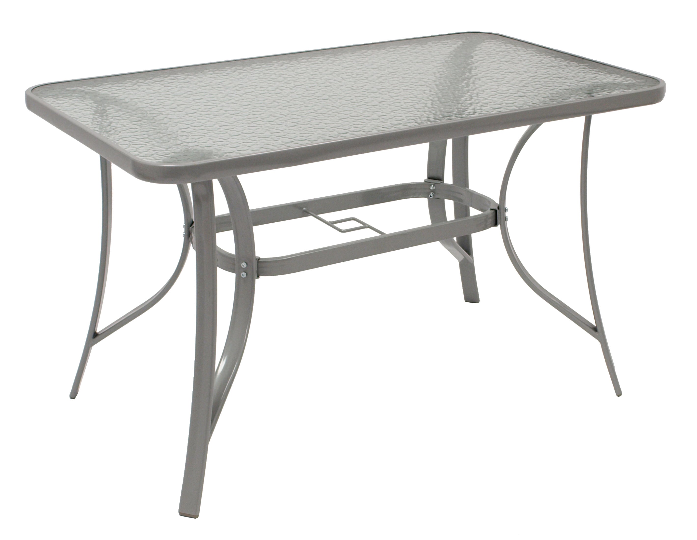 Gartentisch 120x70cm, Metall grau + Glas 