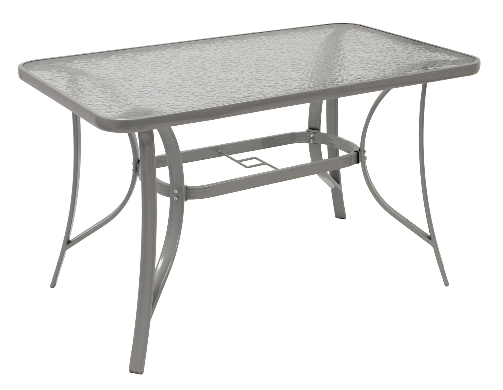 Gartentisch 120x70cm, Metall grau + Glas