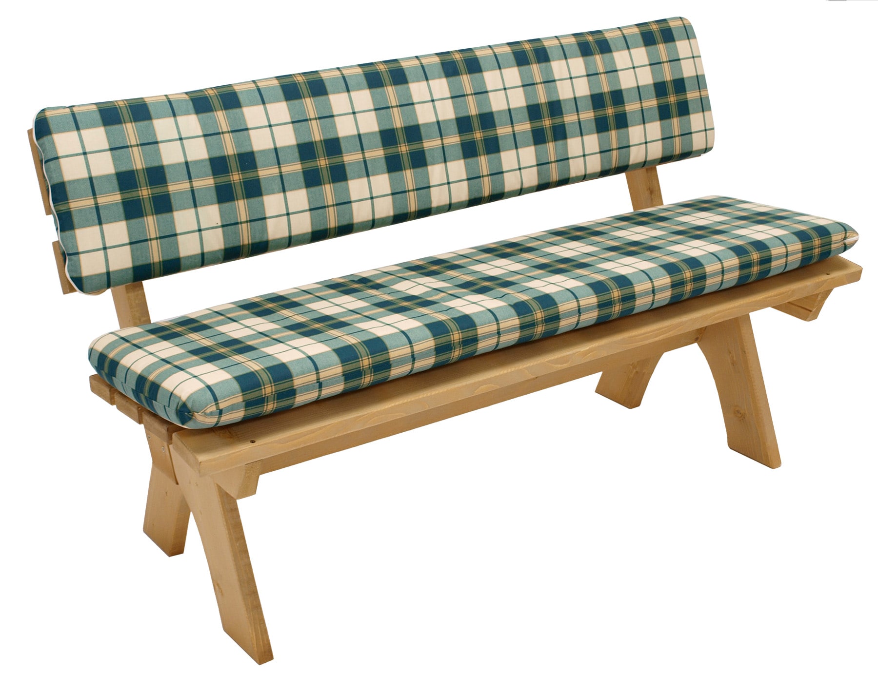 Auflagenset BOSTON f&uuml;r Bank 3-sitzer, gr&uuml;n/beige kariert, 2-teilig 