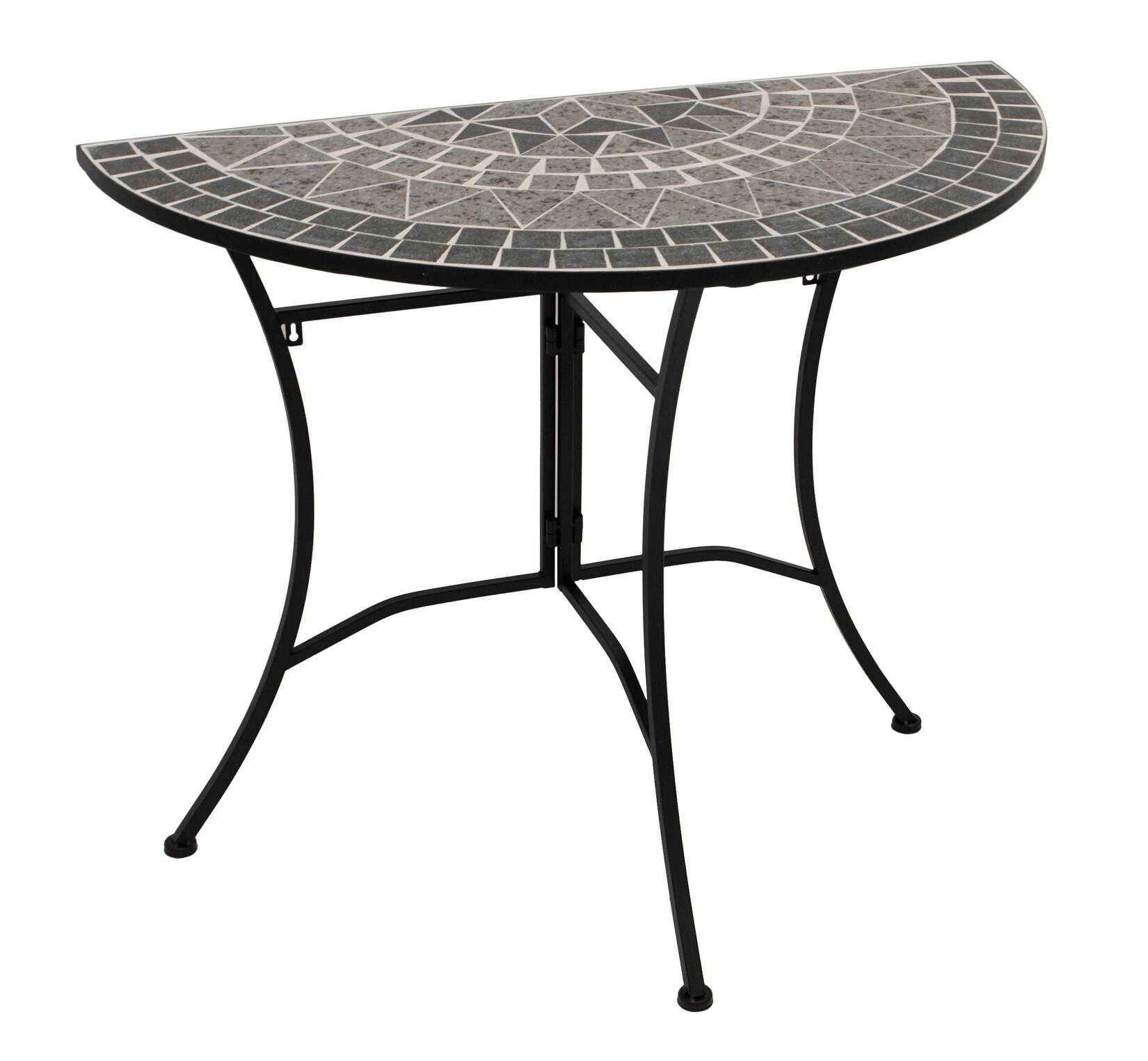 Wandtisch SIENA halbrund 90x45cm, Eisen + Mosaik grau