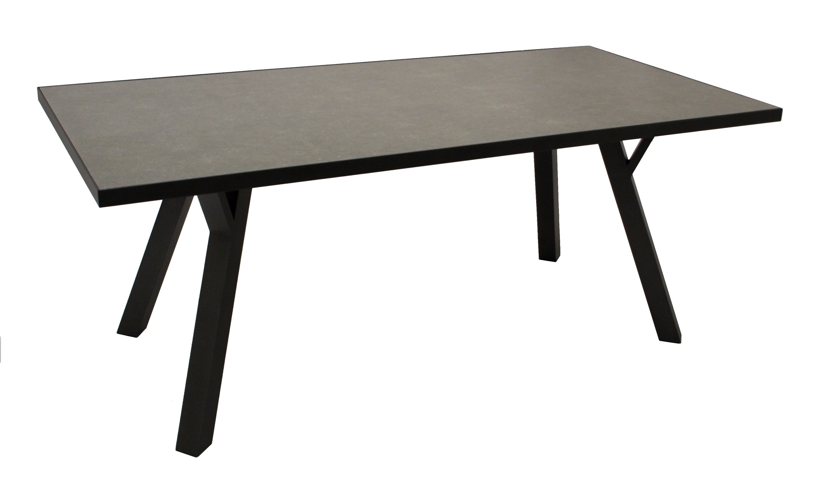 Tisch MANCIANO 180x90cm, Aluminium dunkelgrau + Glas in Keramikoptik dunkelgrau 