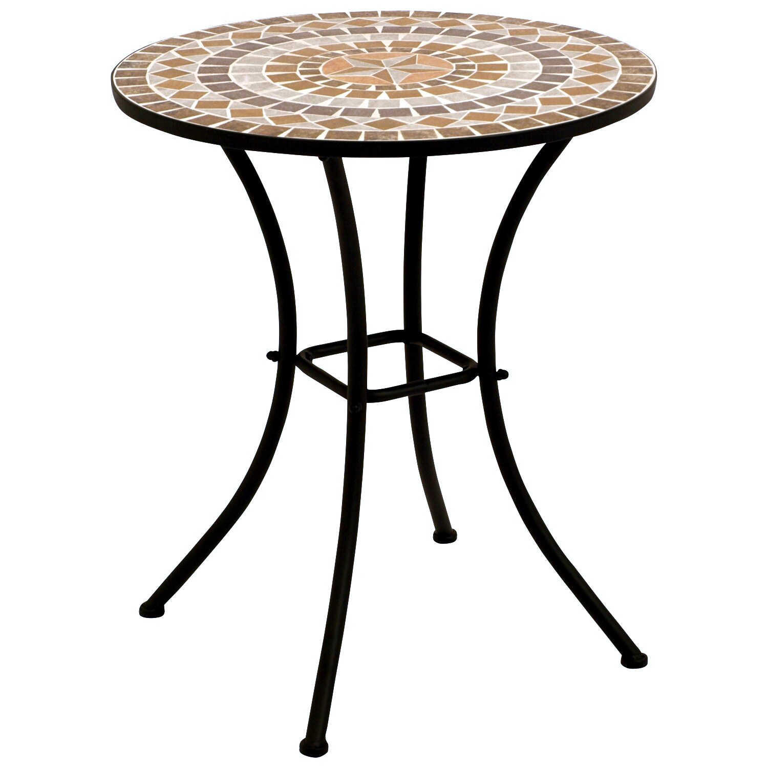 Bistrotisch LUCCA 60cm rund, Eisen schwarz und Mosaik terracottafarben 