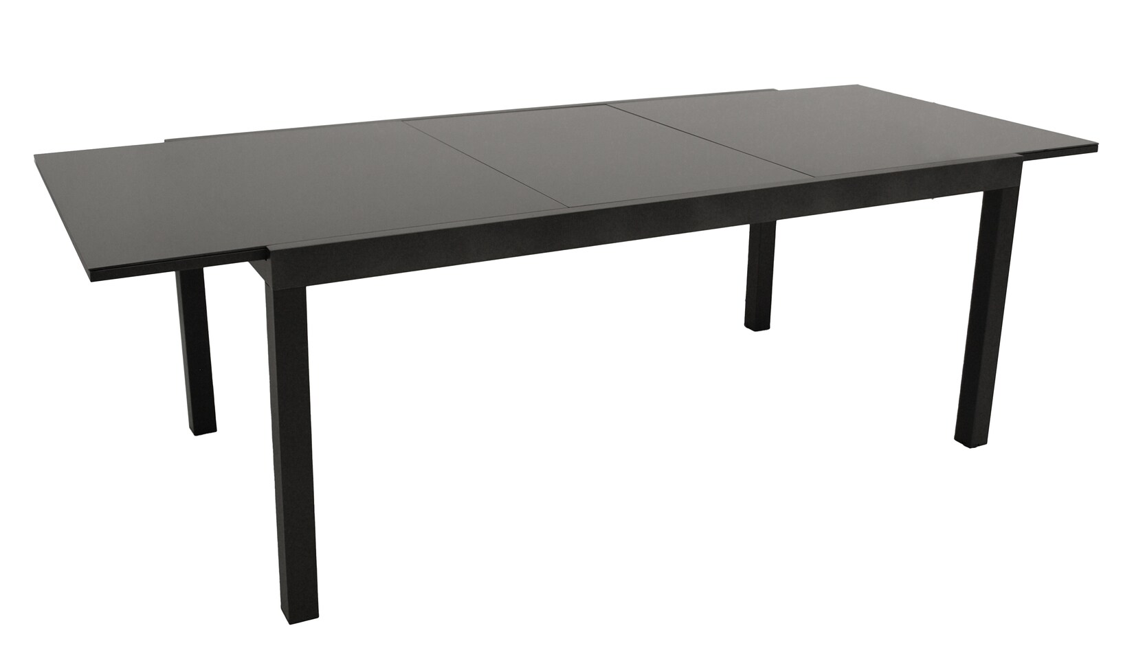 Ausziehtisch ELBA 180/240x100cm, Aluminium anthrazit + Glas schwarz
