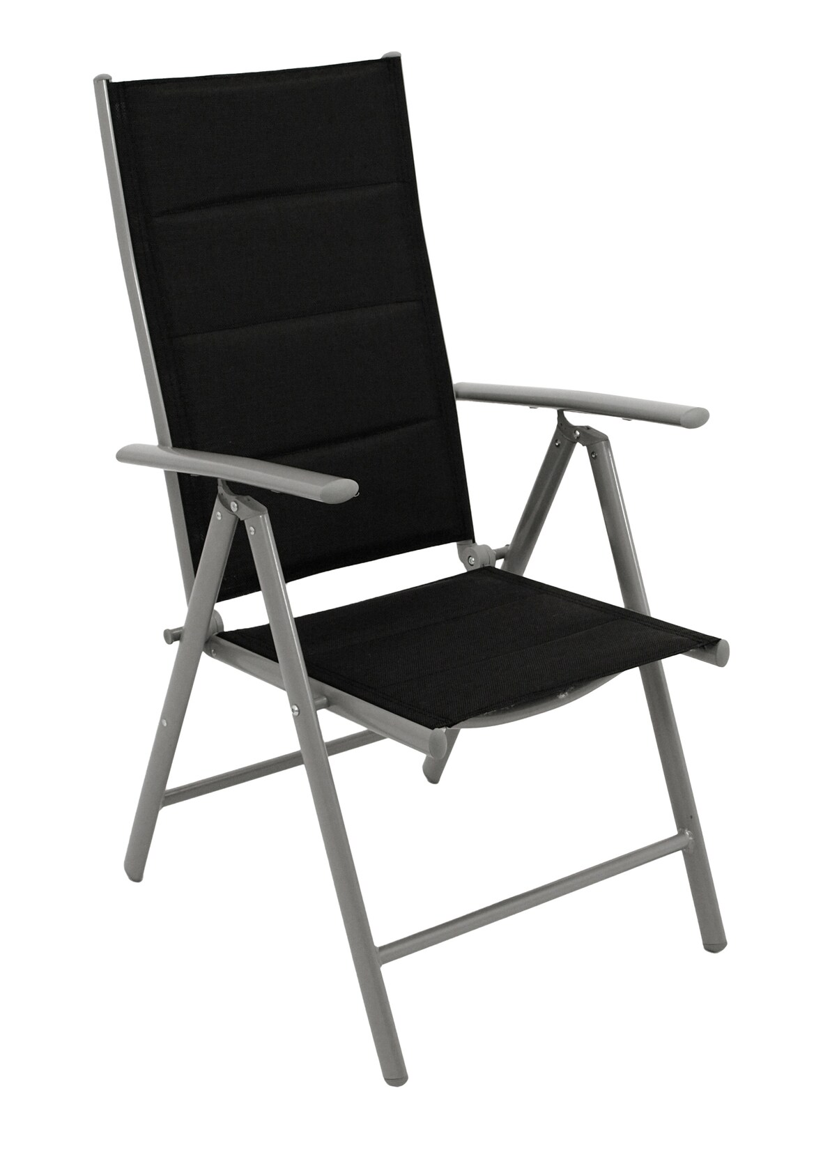 Klappsessel ALMERIA, Aluminium silbergrau + Kunstgewebe gepolstert schwarz, 2 Stück