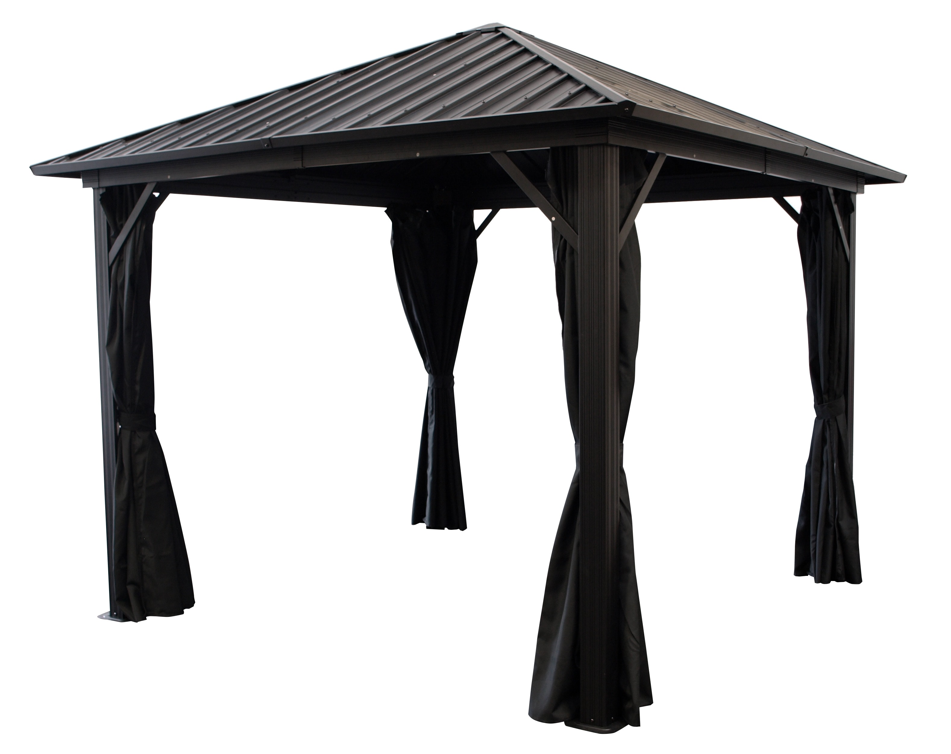 Pavillon NOVARA  3x3 Meter, Aluminium schwarz, Dach aus verzinktem Metall 