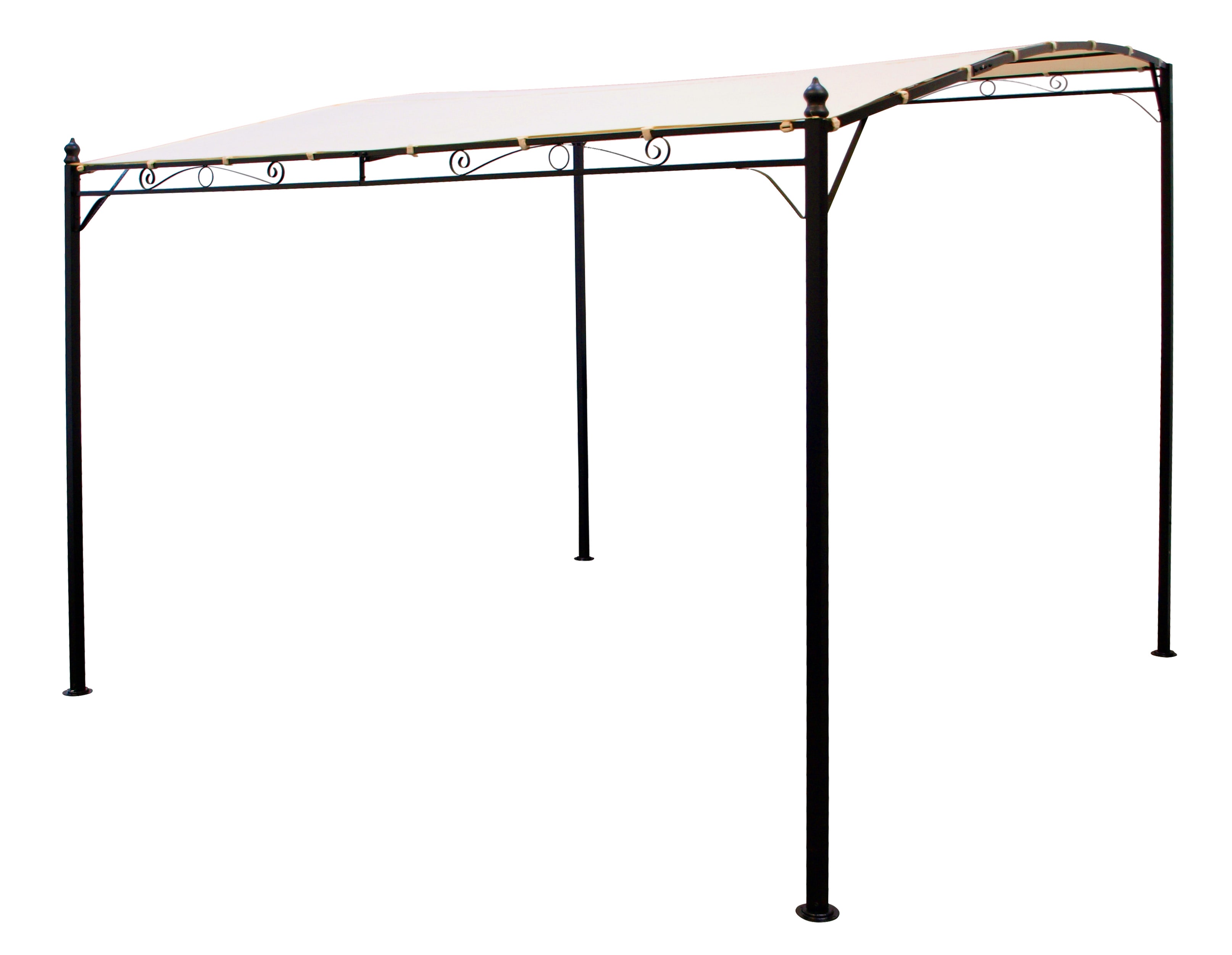 Anbaupavillon MANTOVA-XL 3x3 Meter, Stahl dunkel, Plane PVC-beschichtet &eacute;cru 