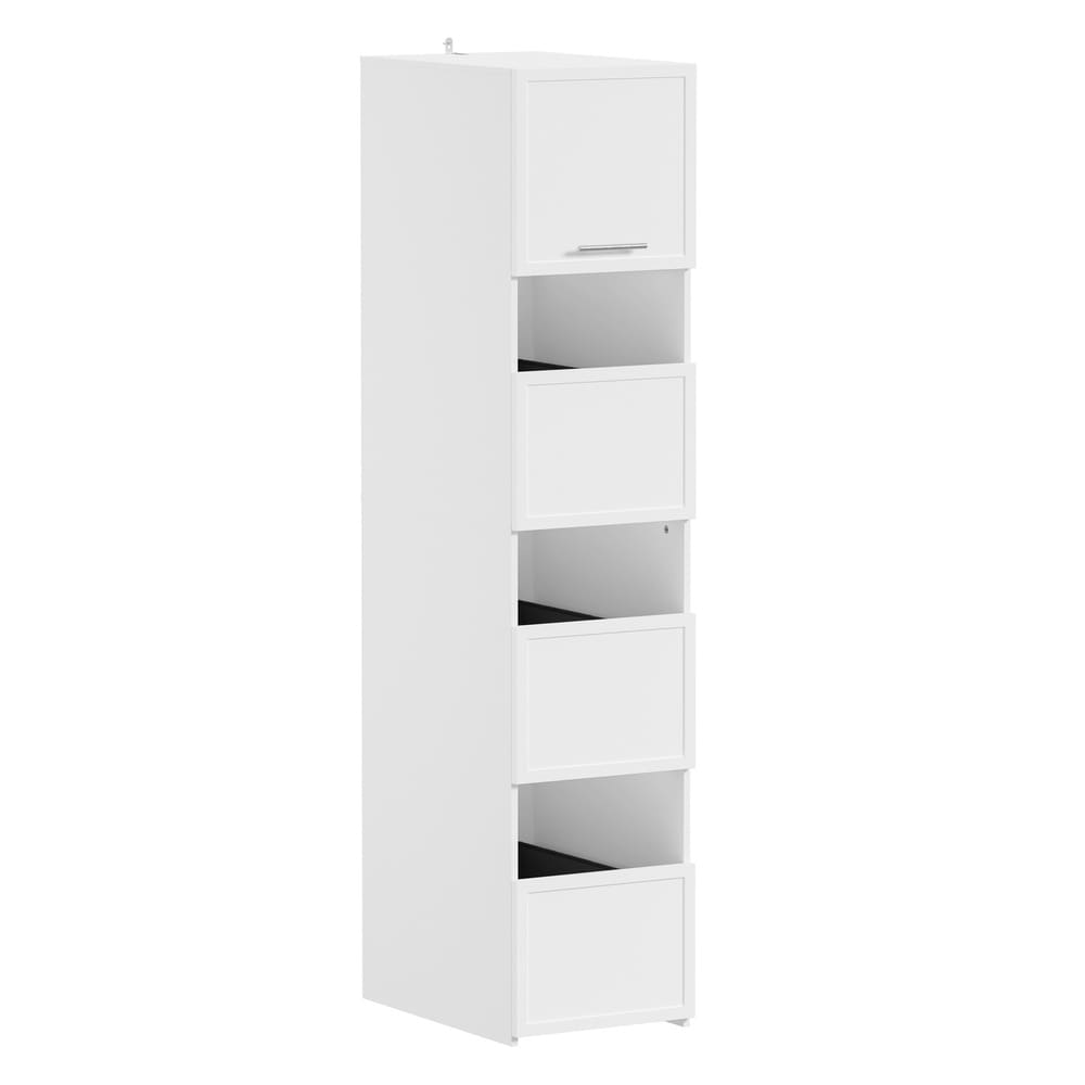 SoBuy Aufbewahrungsschrank mit 4 Schubladen und T&uuml;ren Wei&szlig; 60x40x186,4cm 
