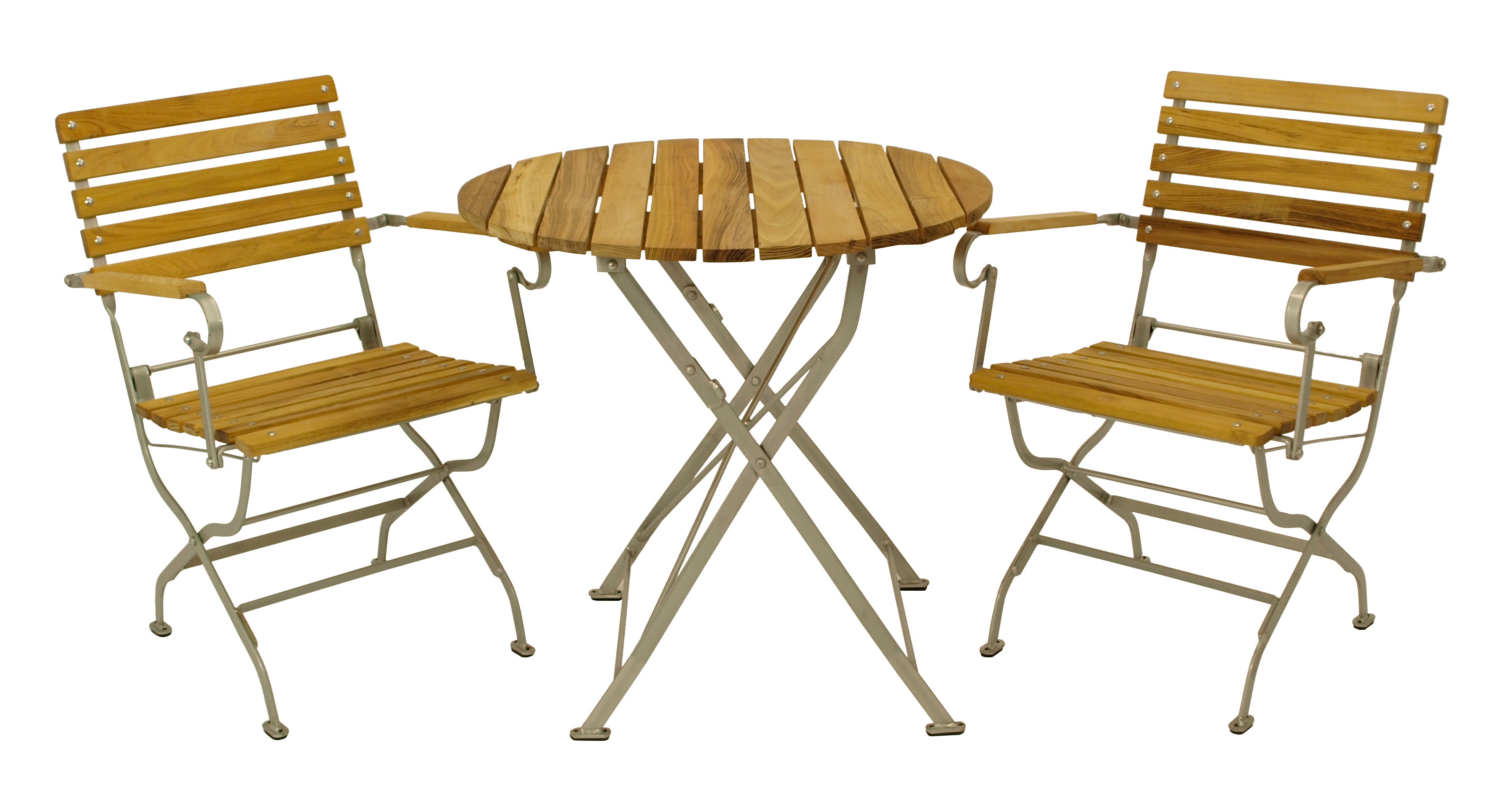 Klappgarnitur PASSAU 3-teilig, Flachstahl verzinkt + Robinie, klappbar 