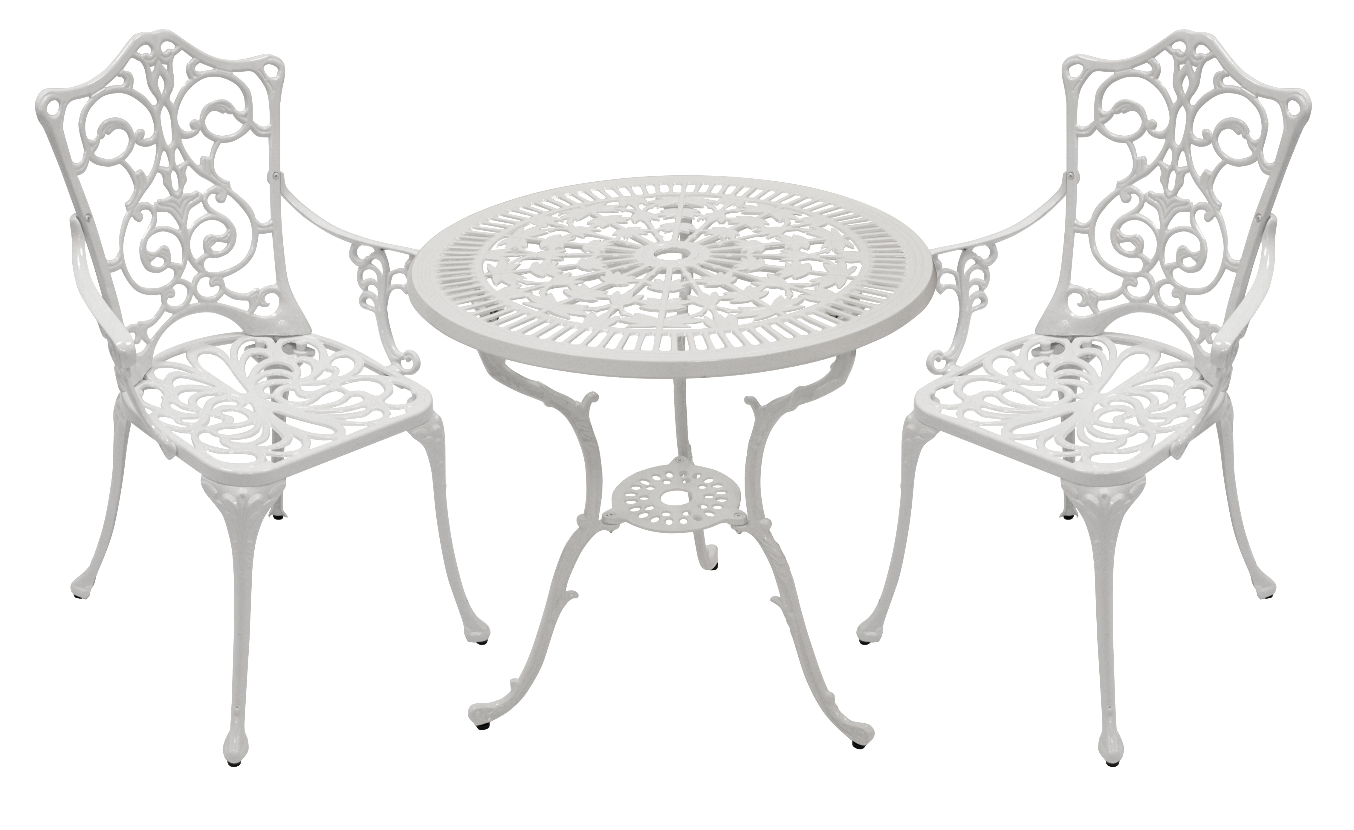 Bistroset Jugendstil 3-teilig, Aluguss weiss 