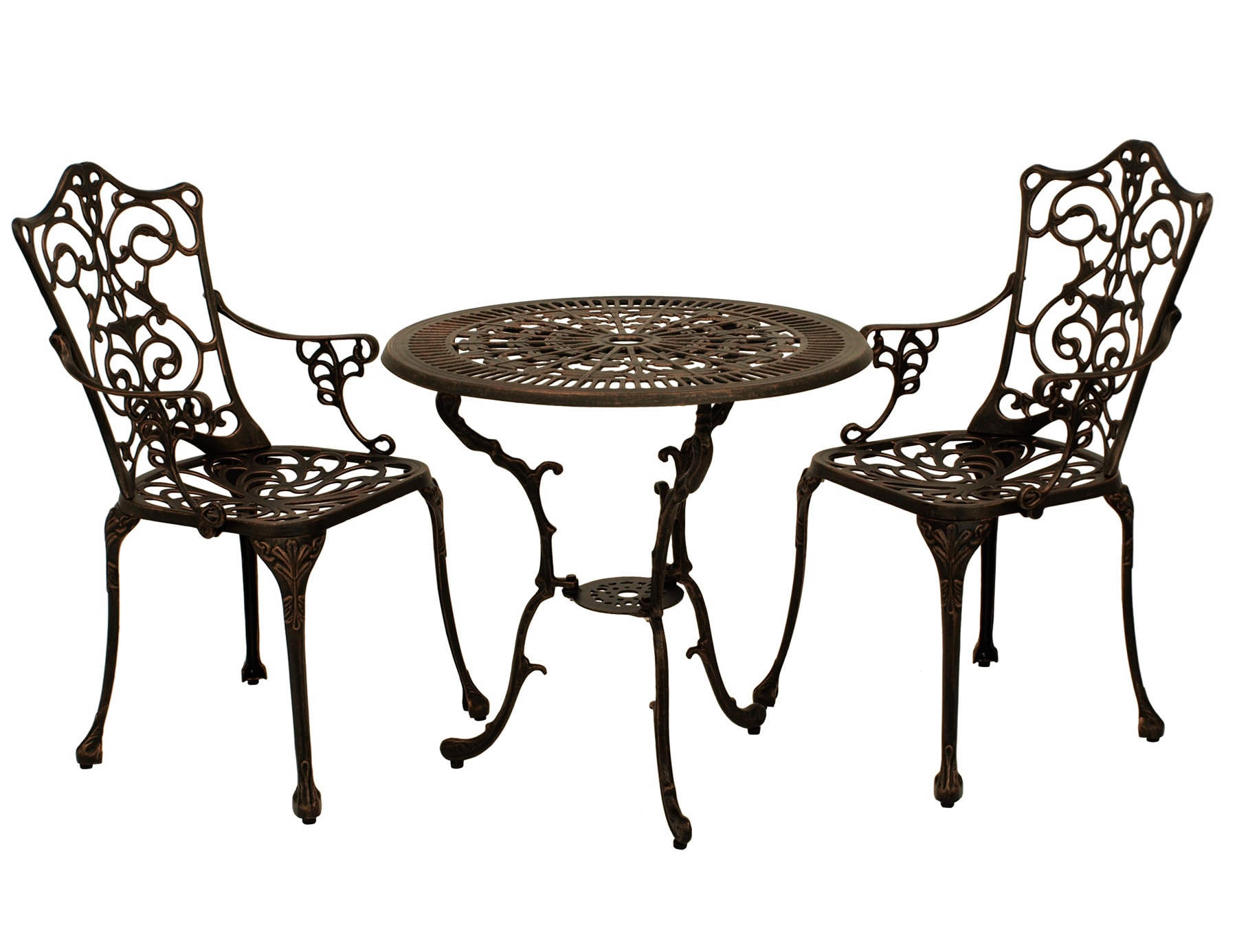 Bistroset Jugendstil 3-teilig, Aluguss bronze antik 
