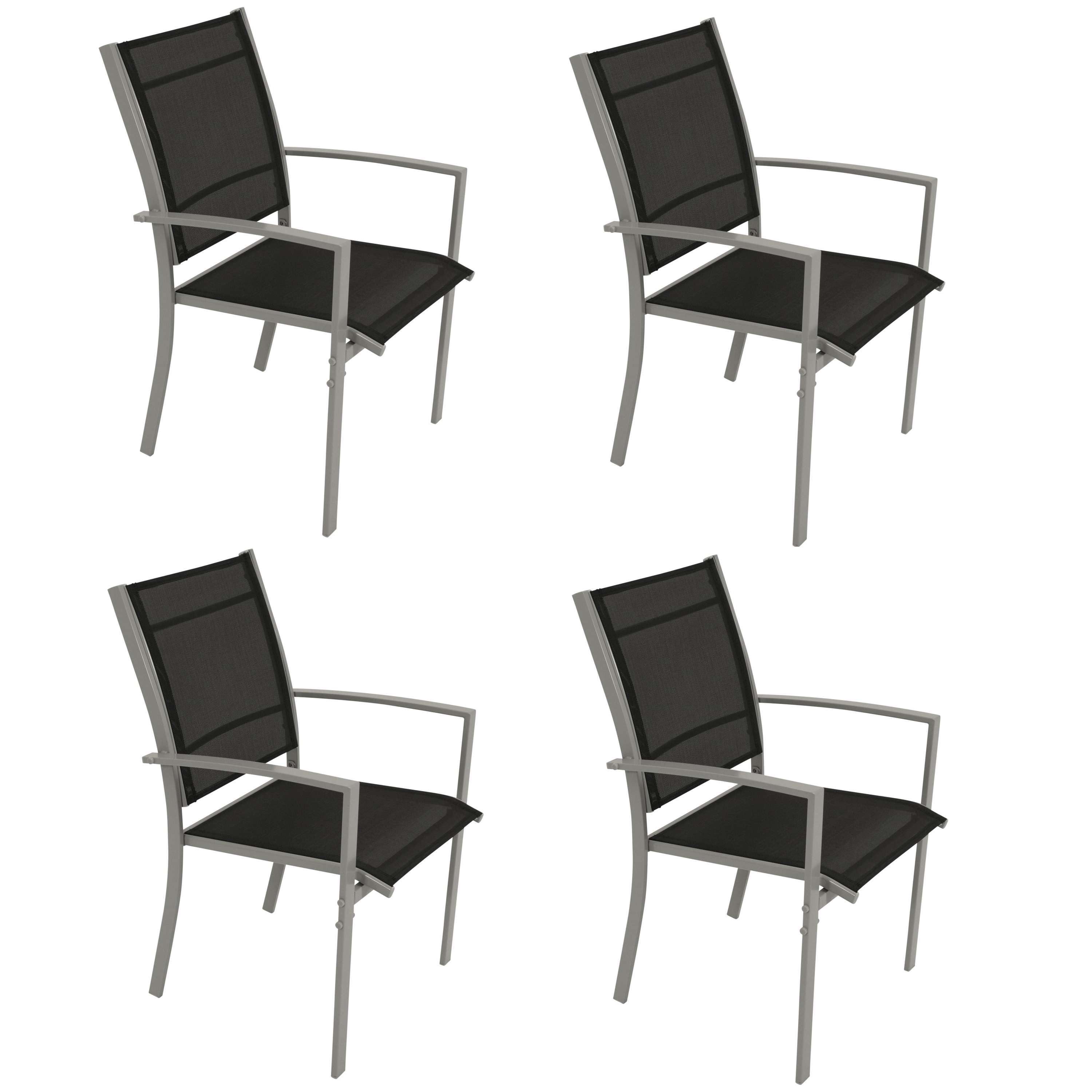 Stapelsessel PINO, Metall + Textilgewebe schwarz, 4-er Set 