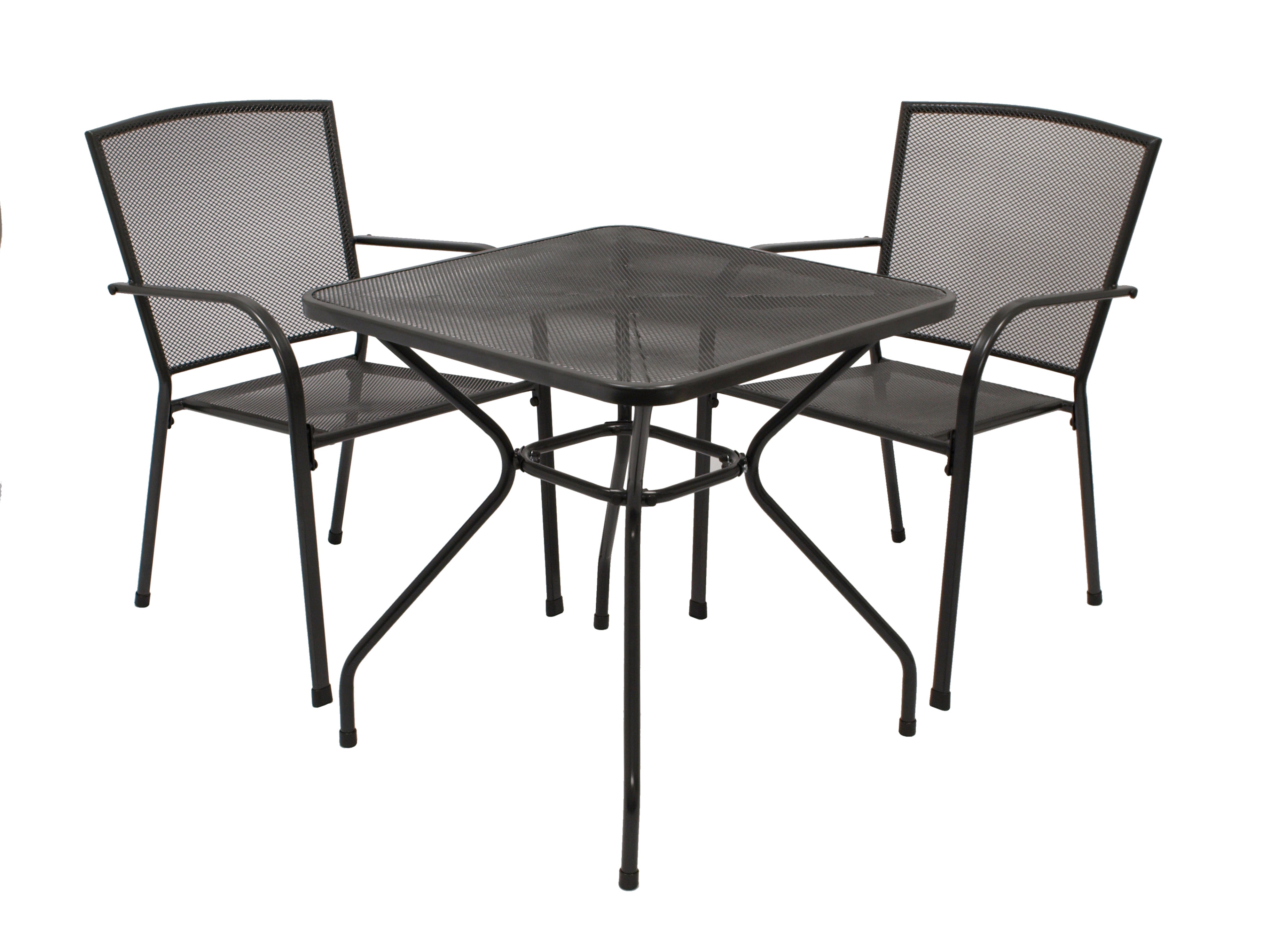 Garnitur CLASSIC 3-teilig, Streckmetall anthrazit (Tisch 70x70cm) 