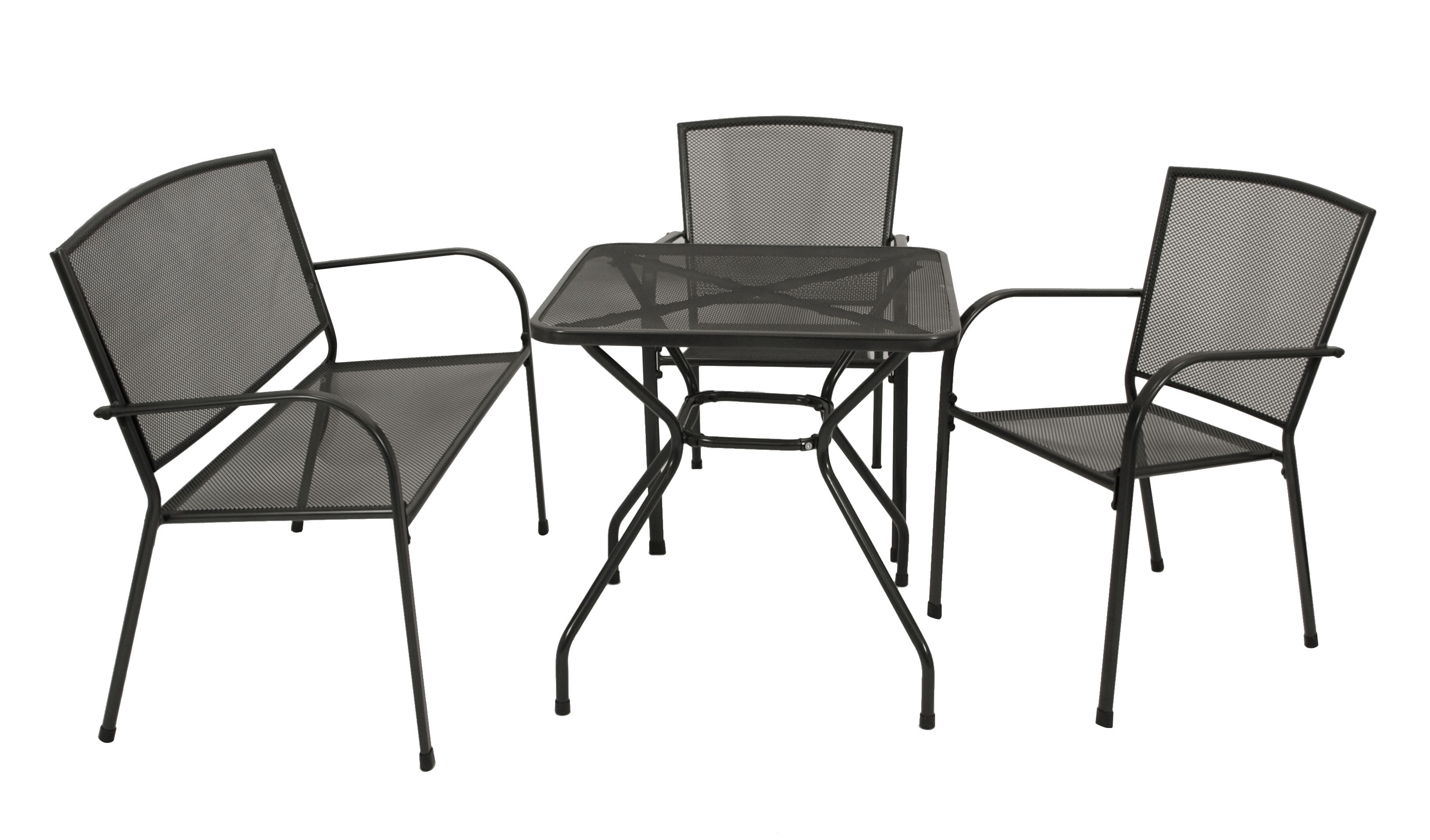 Garnitur CLASSIC 4-teilig, Streckmetall anthrazit (Tisch 70x70cm) 