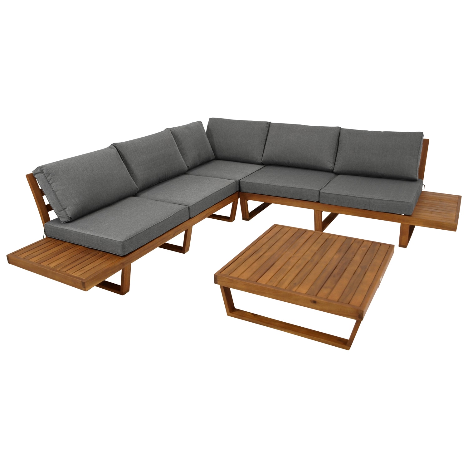 Lounge Set CARTAGENA, Akazie geölt, mit Polstern grau