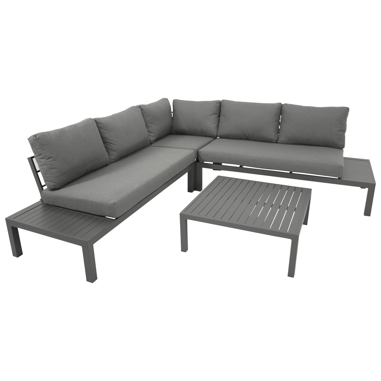 Lounge Set  ROVIGNO, Aluminium anthrazit, Polster grau 