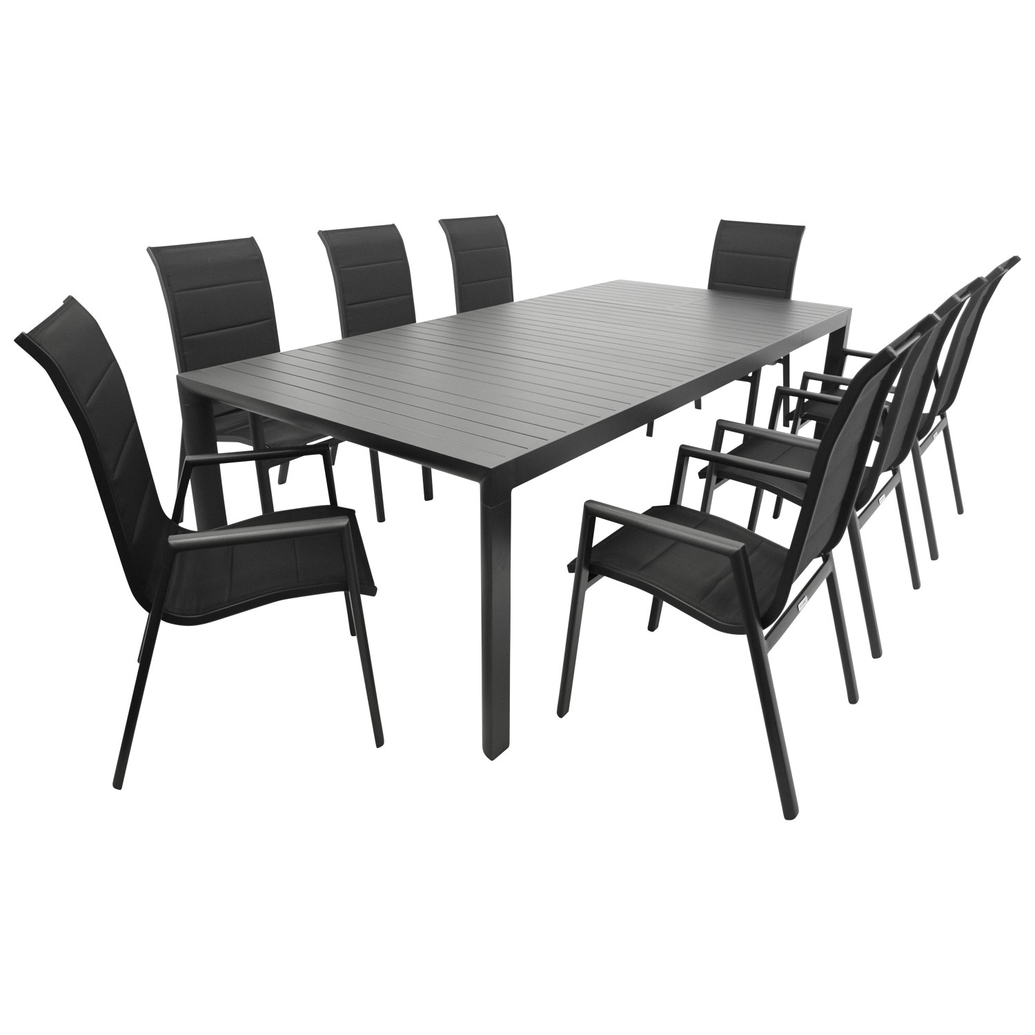 Garnitur LAGOS XL 9-teilig, Alu + Kunstgewebe schwarz 