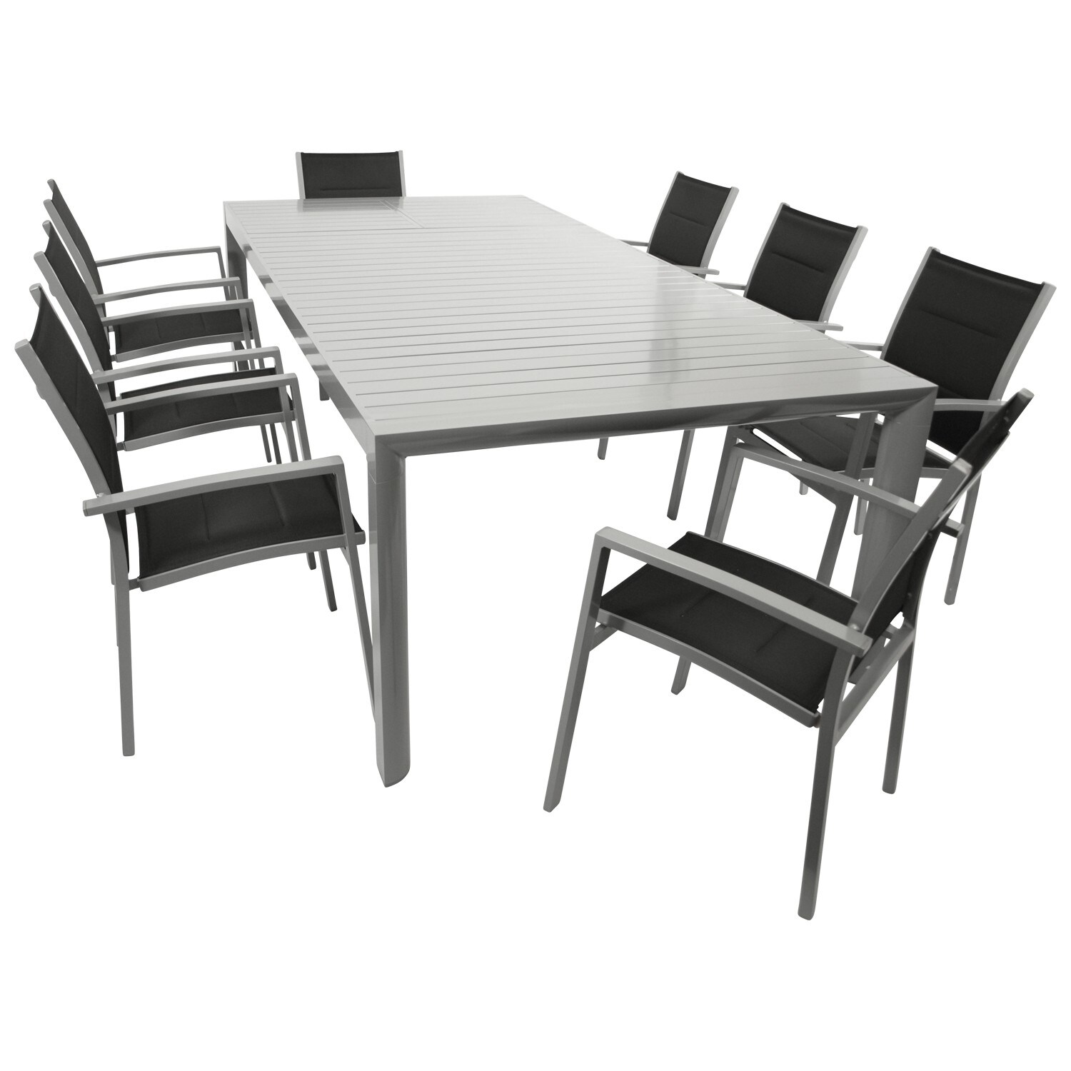Garnitur BAGO XL 9-teilig, Alu + Kunstgewebe schwarz