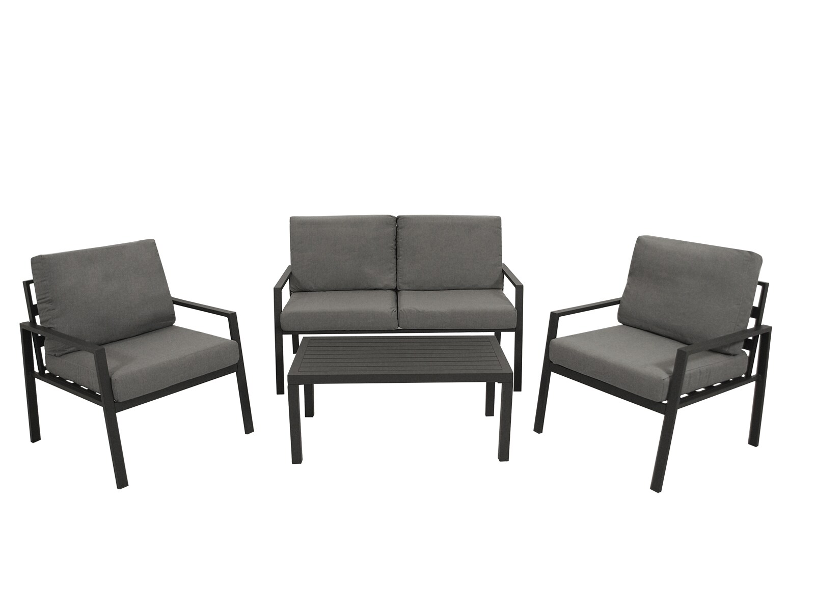 Lounge Set VANCOUVER, Aluminium dunkelgrau, Polster grau 