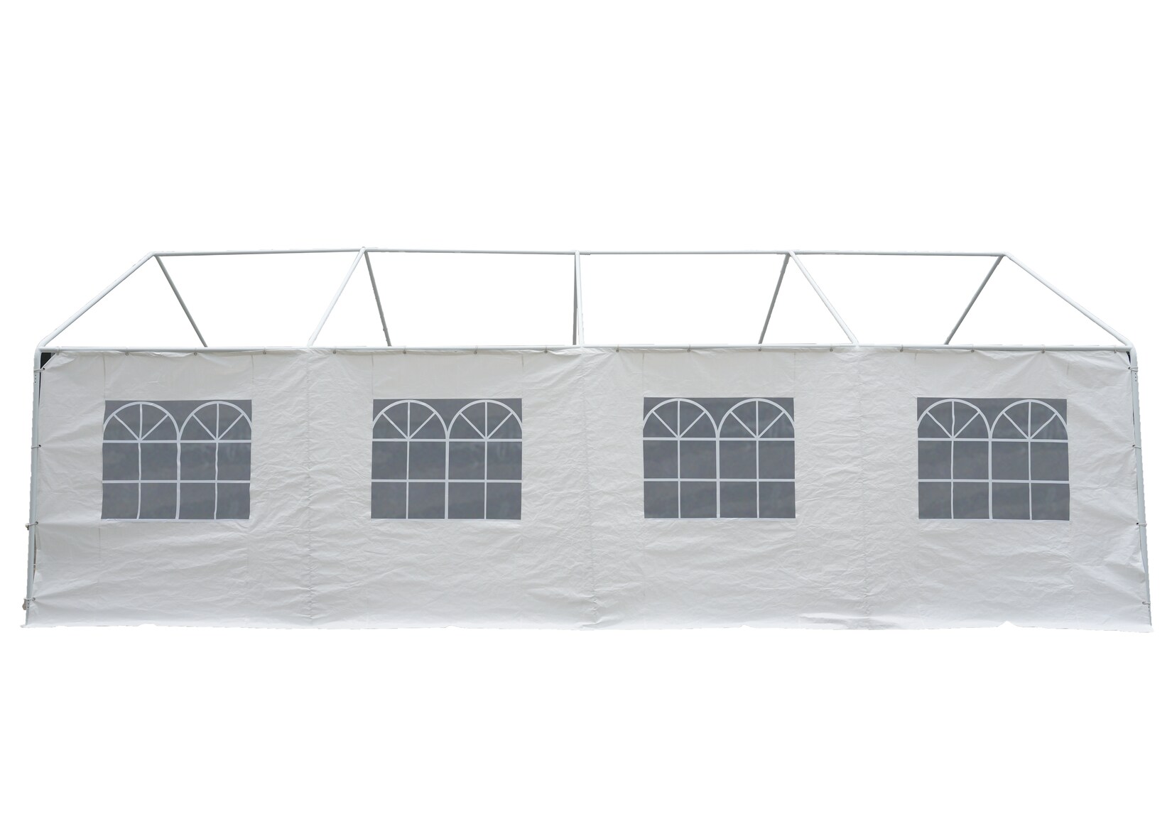 Seitenplane für Partyzelt, Länge 8 Meter, PVC weiß mit Fenstern