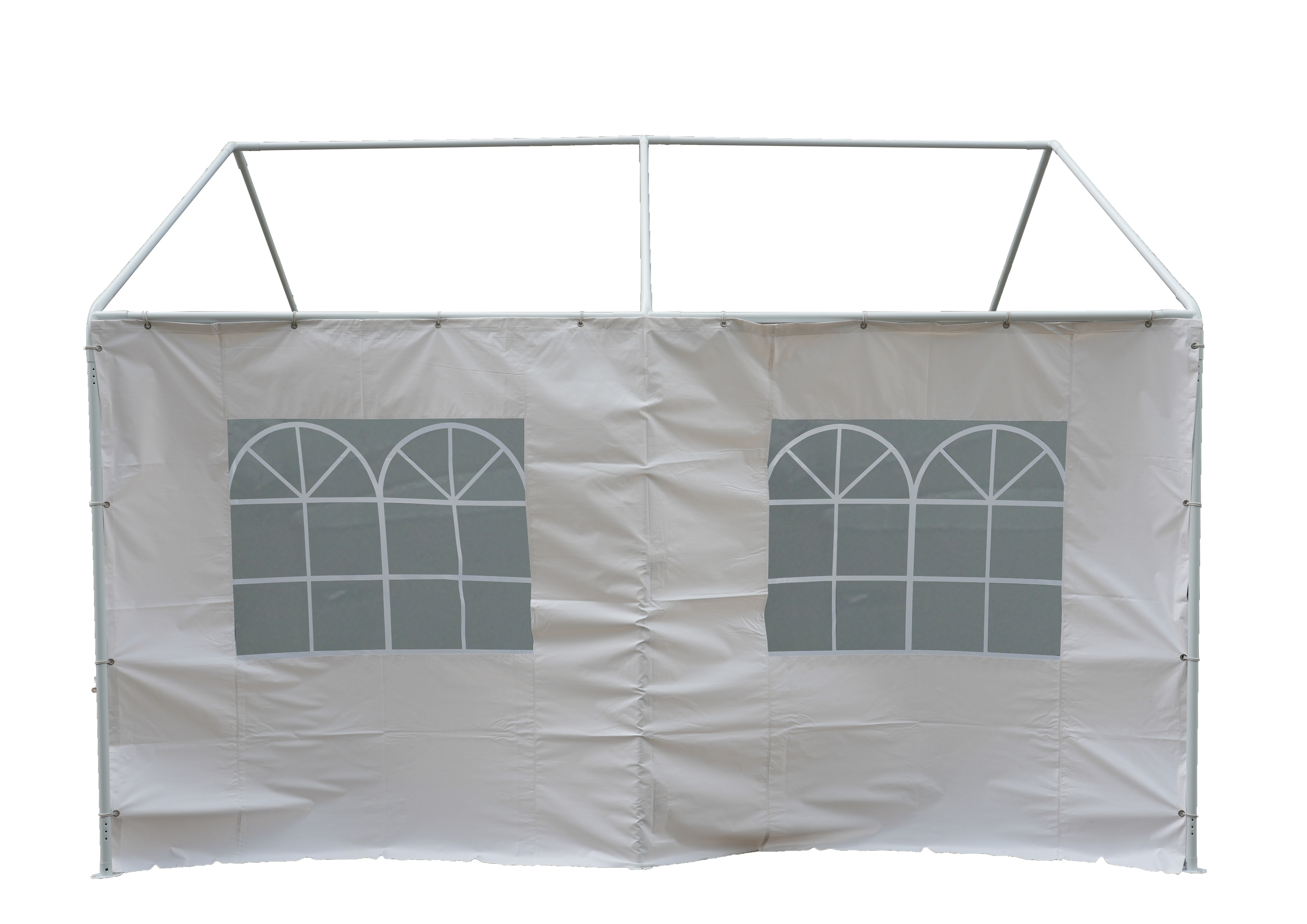 Seitenplane f&uuml;r Partyzelt, L&auml;nge 4 Meter, PVC wei&szlig; mit Fenstern 