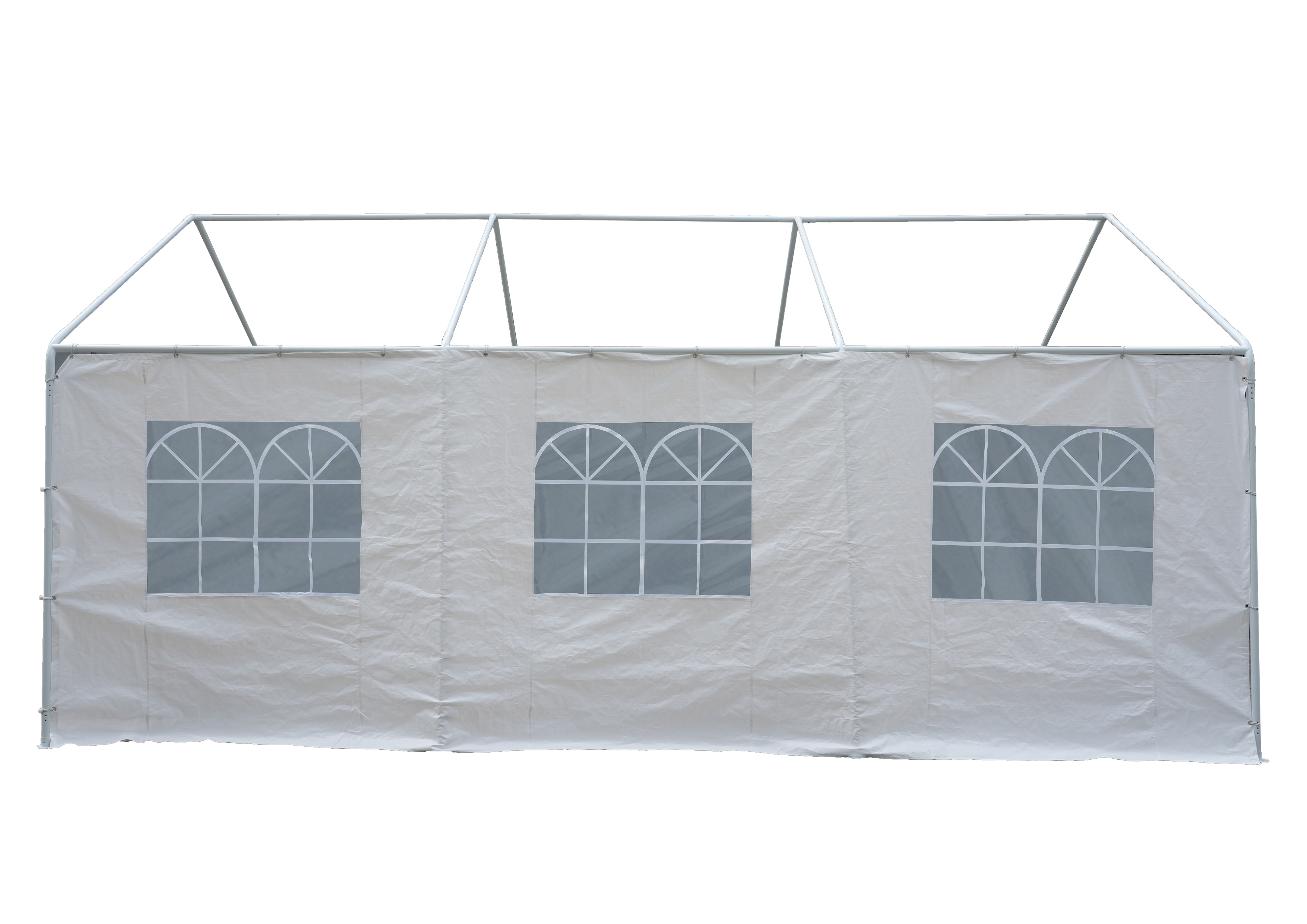 Seitenplane f&uuml;r Partyzelt, L&auml;nge 6 Meter, PVC wei&szlig; mit Fenstern 